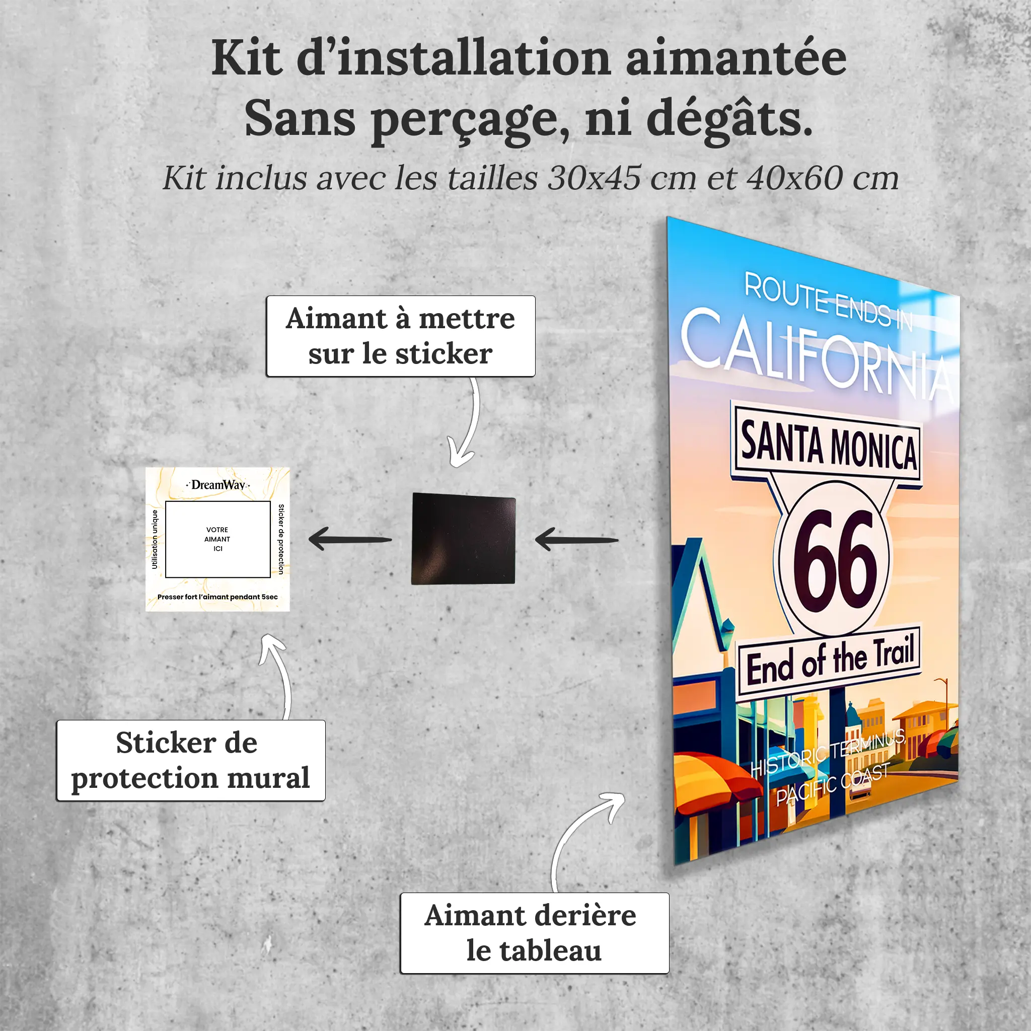 tableau-affiche-historic-terminus-pacific-coast-california-avec-installation-aimantee | DreamWay