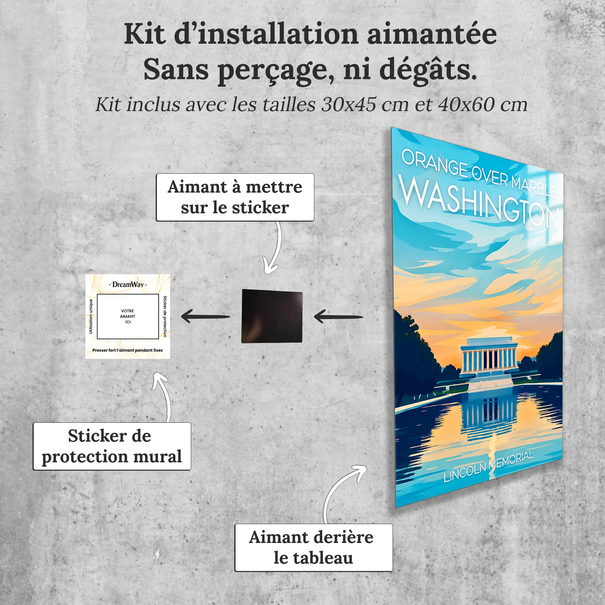 tableau-affiche-lincoln-memorial-washington-avec-installation-aimantee | DreamWay