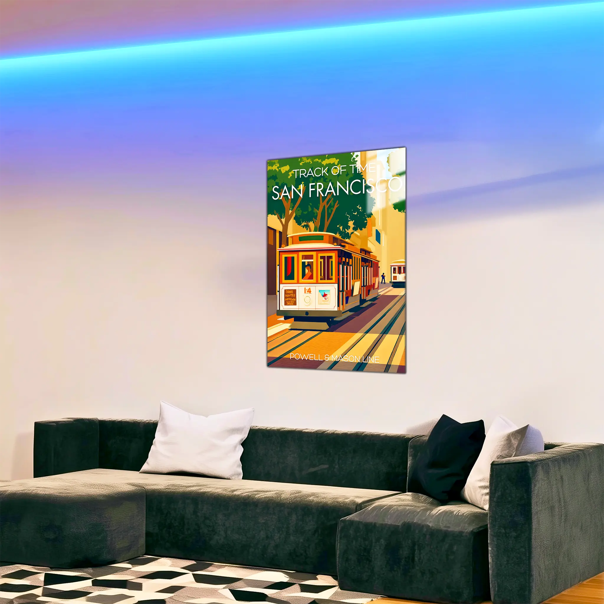 tableau-affiche-powell-et-mason-line-san-francisco-dans-le-salon | DreamWay