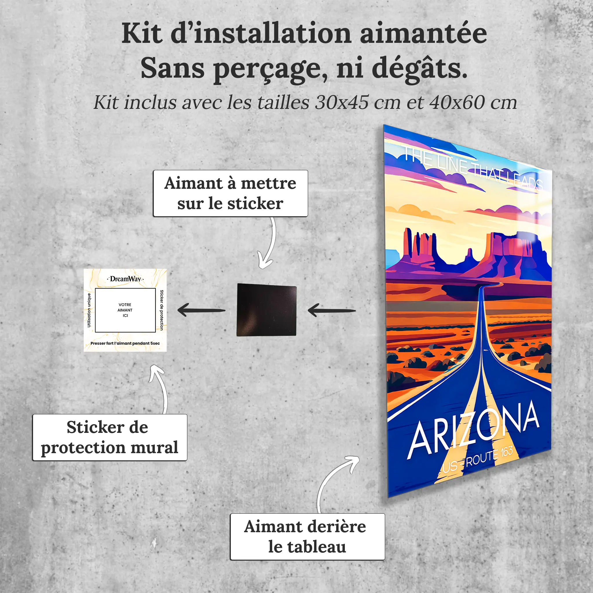 tableau-affiche-route-163-arizona-avec-installation-aimantee | DreamWay
