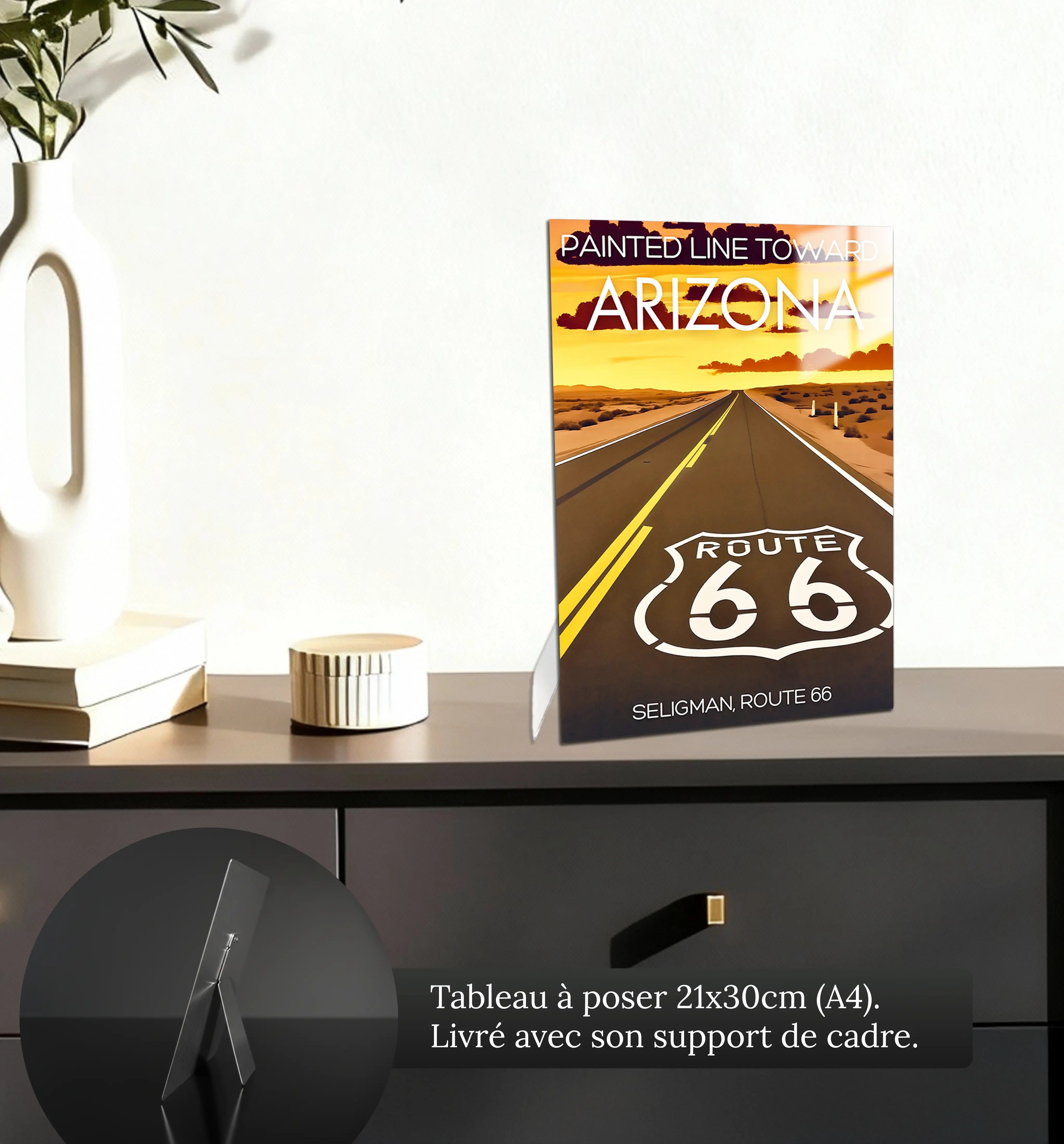 tableau-affiche-seligman-route-66-arizona-petit-format-a-poser-sur-meuble | DreamWay