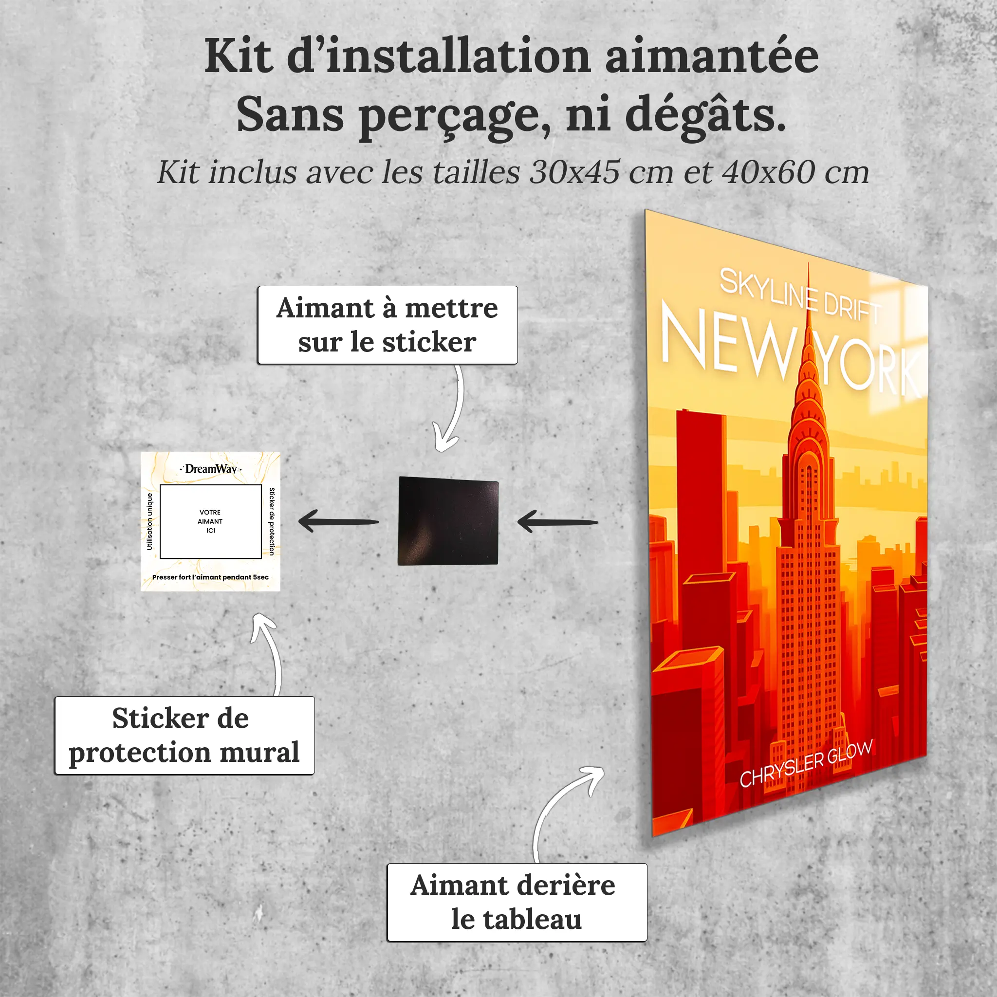 tableau-affiche-skyline-drift-new-york-avec-installation-aimantee | DreamWay
