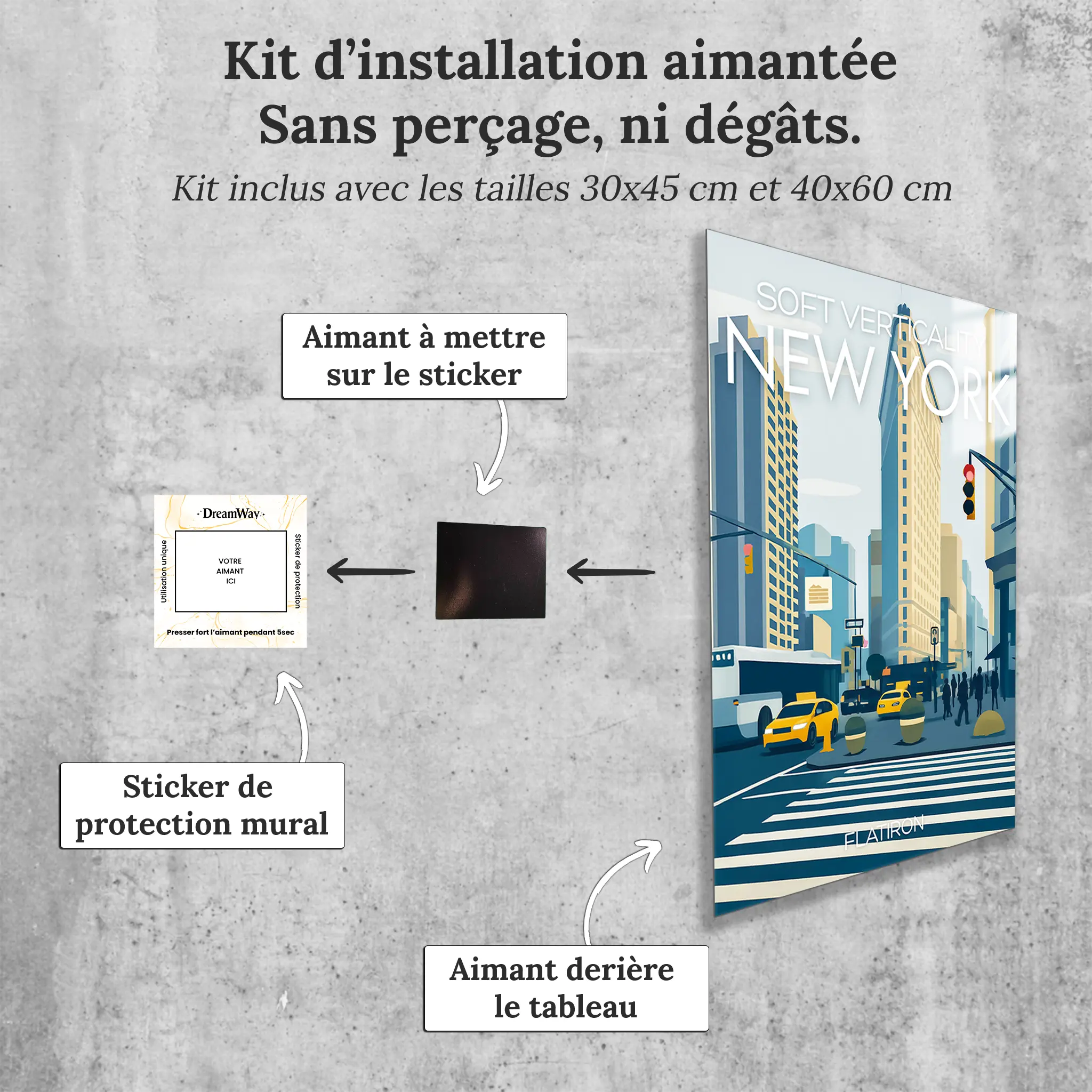 tableau-affiche-soft-verticality-new-york-avec-installation-aimantee | DreamWay