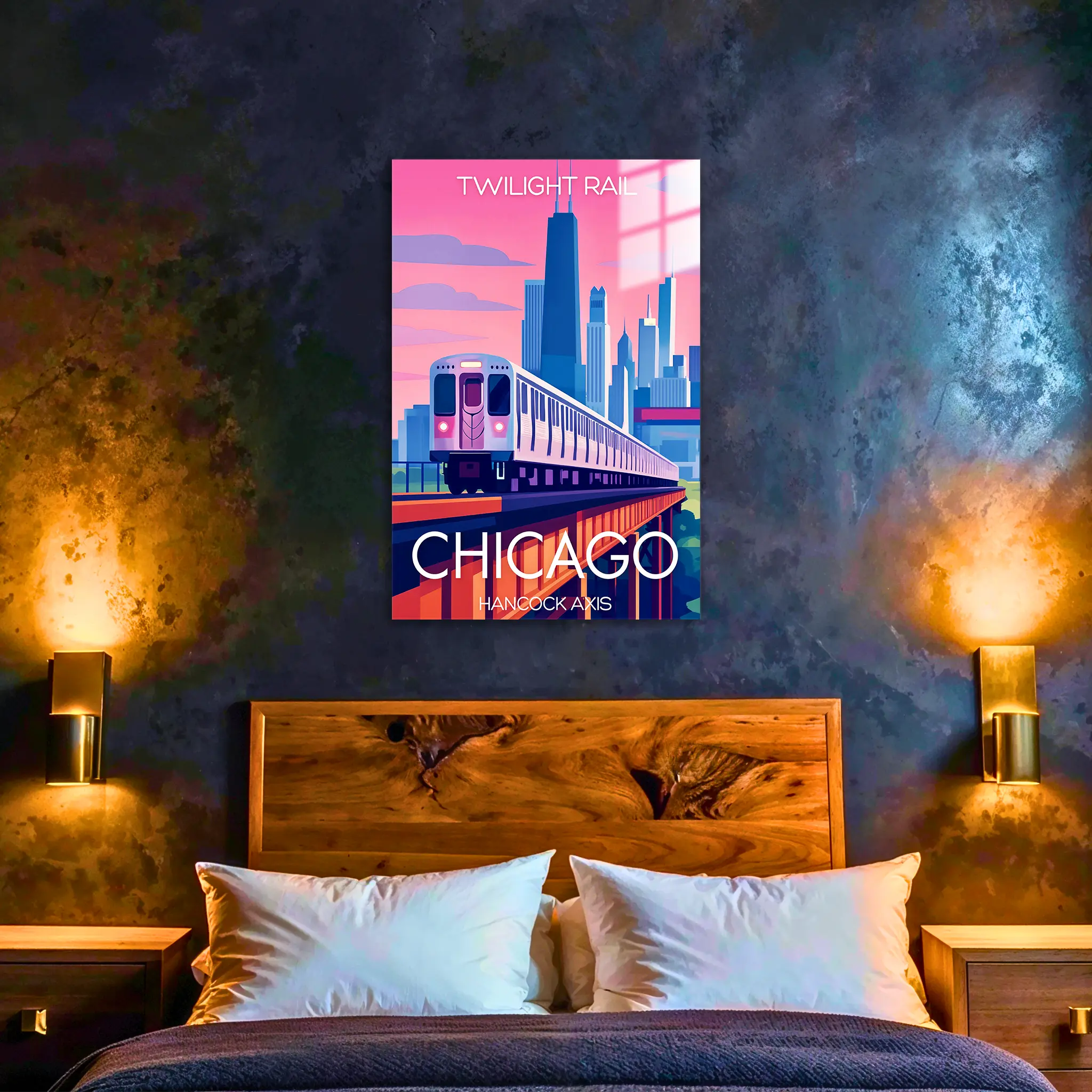 tableau-affiche-twilight-rail-chicago-dans-la-chambre | DreamWay