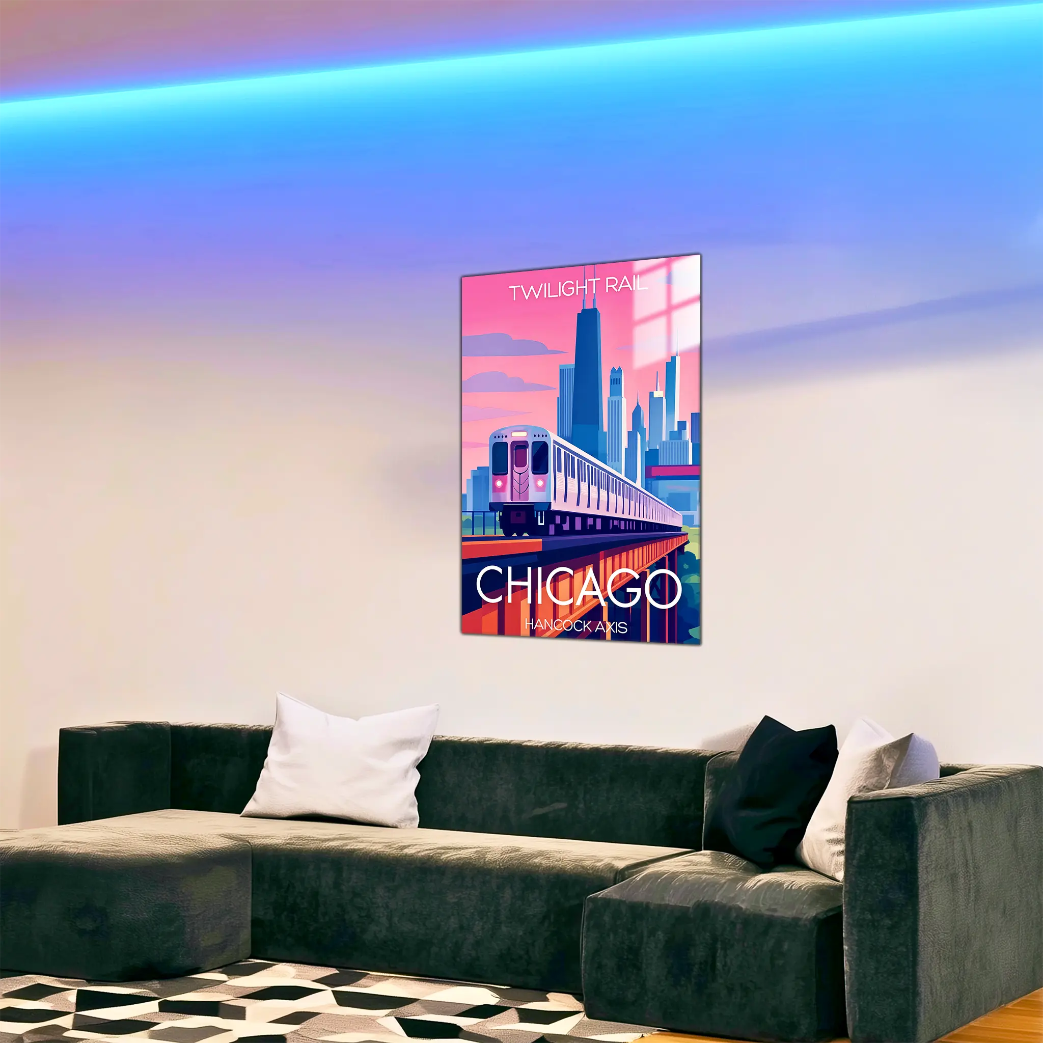 tableau-affiche-twilight-rail-chicago-dans-le-salon | DreamWay