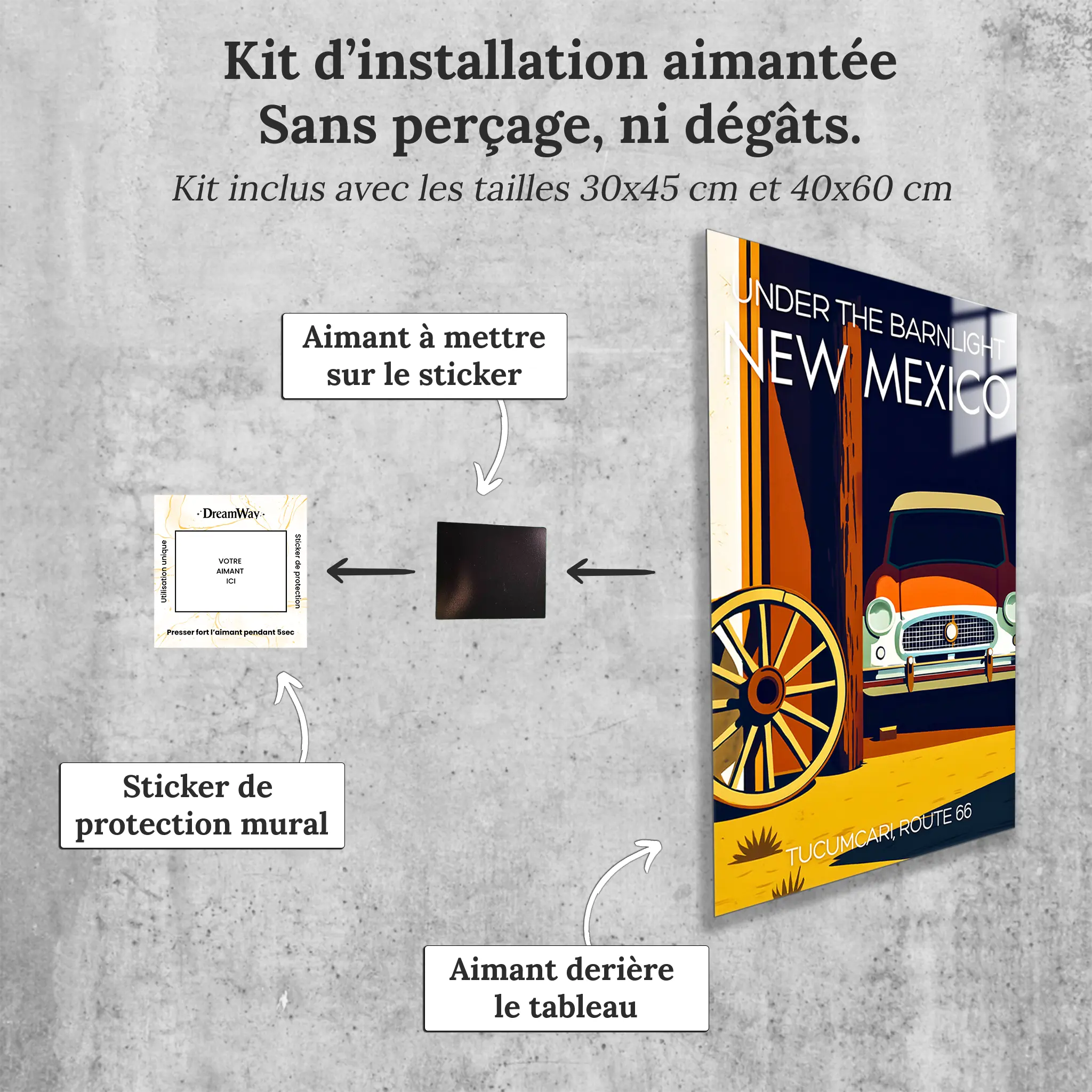 tableau-affiche-under-the-barnlight-nouveau-mexique-avec-installation-aimantee | DreamWay