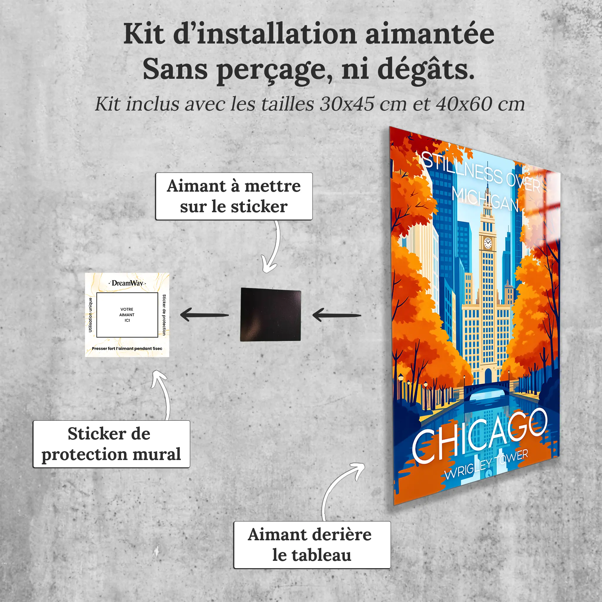 tableau-affiche-wrigley-tower-chicago-avec-installation-aimantee | DreamWay