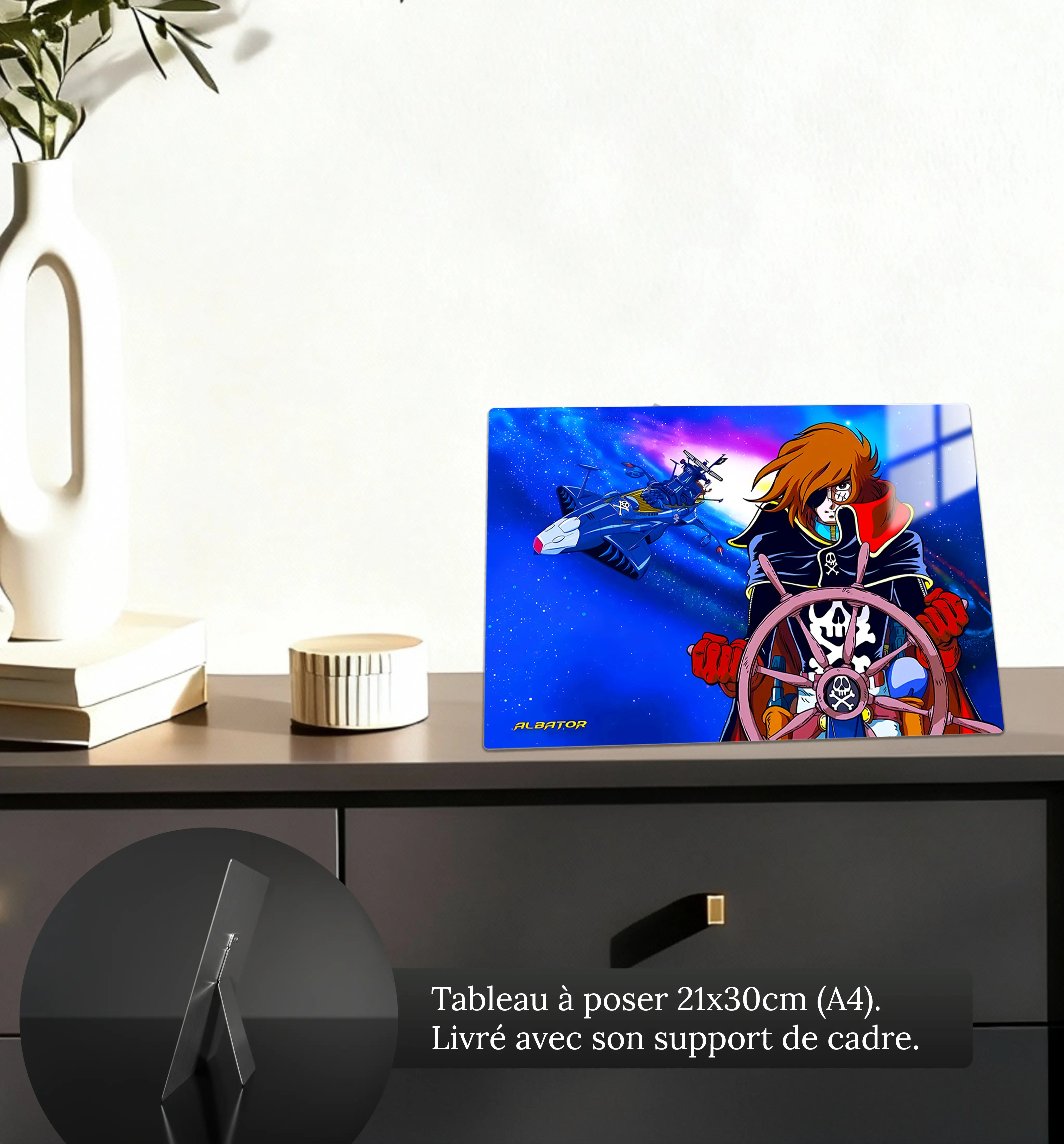 tableau-albator-et-son-vaisseau-arcadia-petit-format-a-poser-sur-meuble | DreamWay