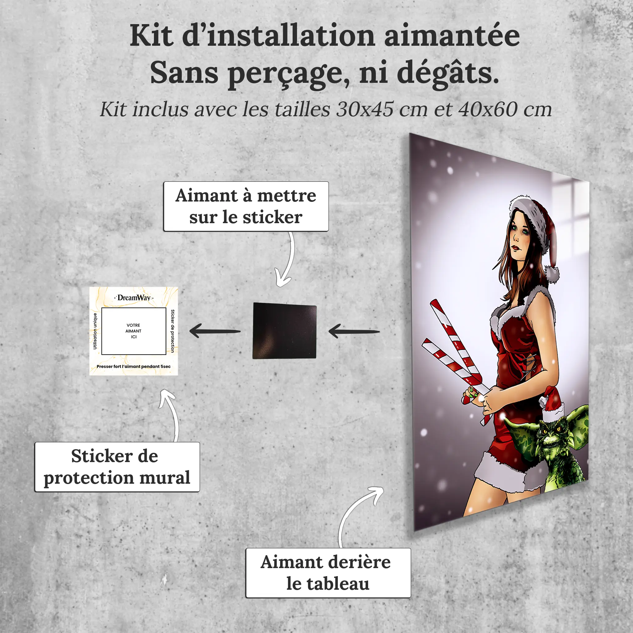 tableau-alice-et-le-gremlins-de-noel-avec-installation-aimantee | DreamWay