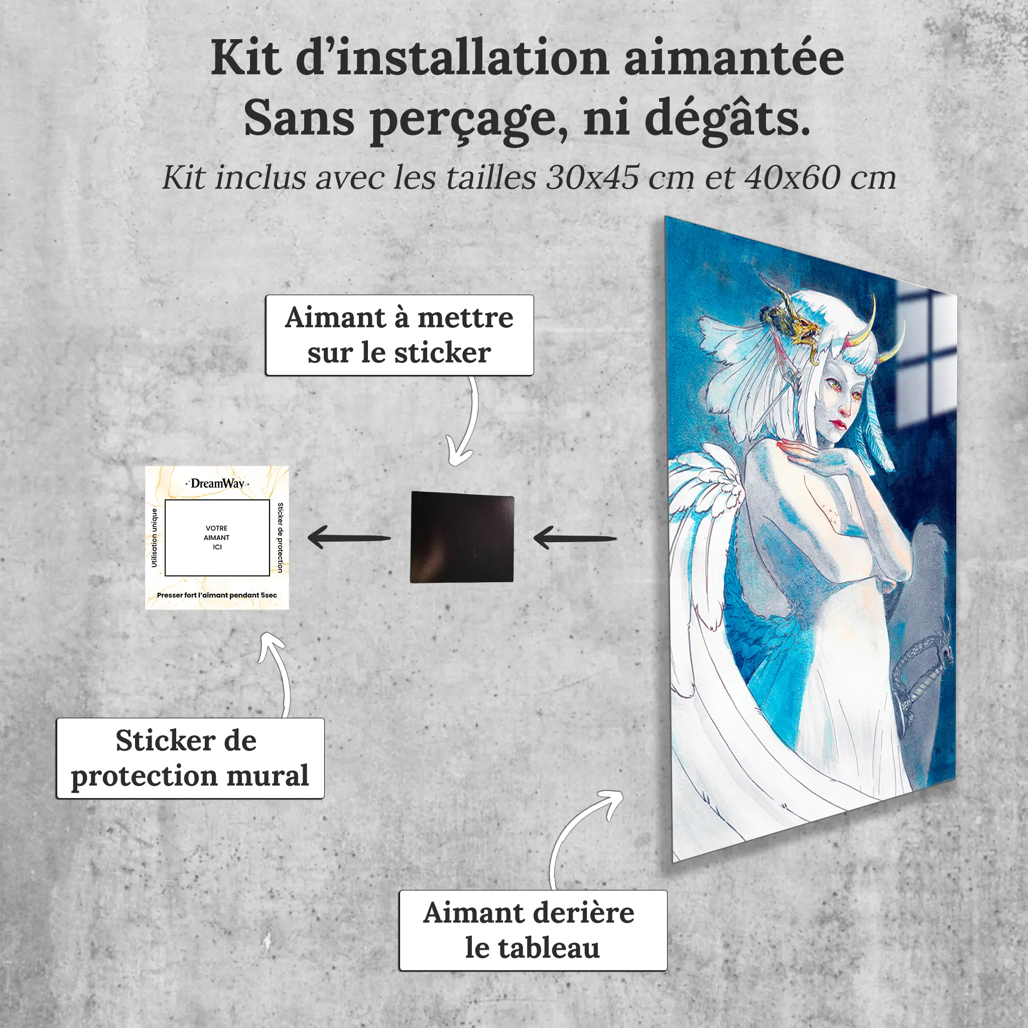 tableau-ange-dechu-avec-installation-aimantee | DreamWay