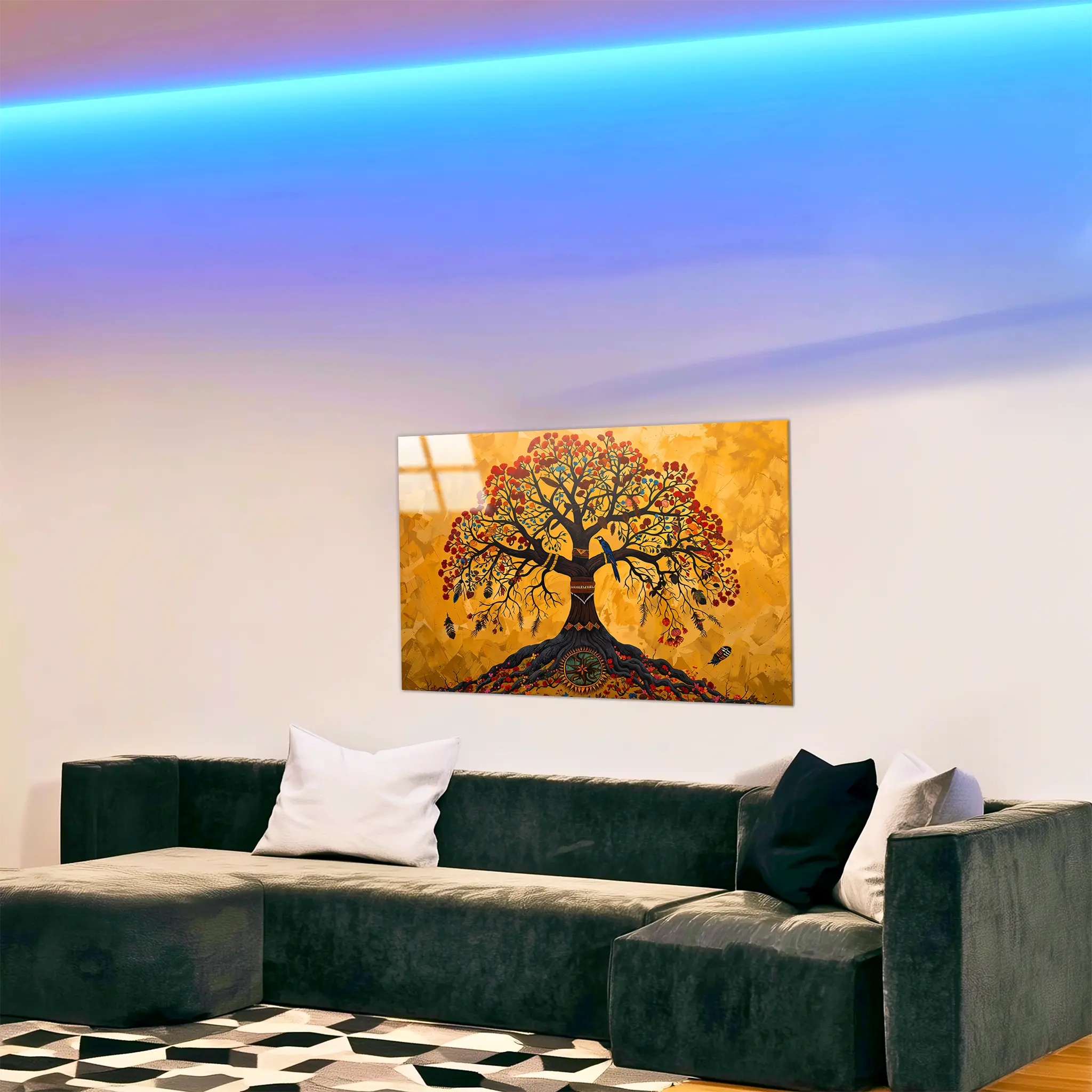 tableau-arbre-de-vie-amerindien-dans-le-salon | DreamWay