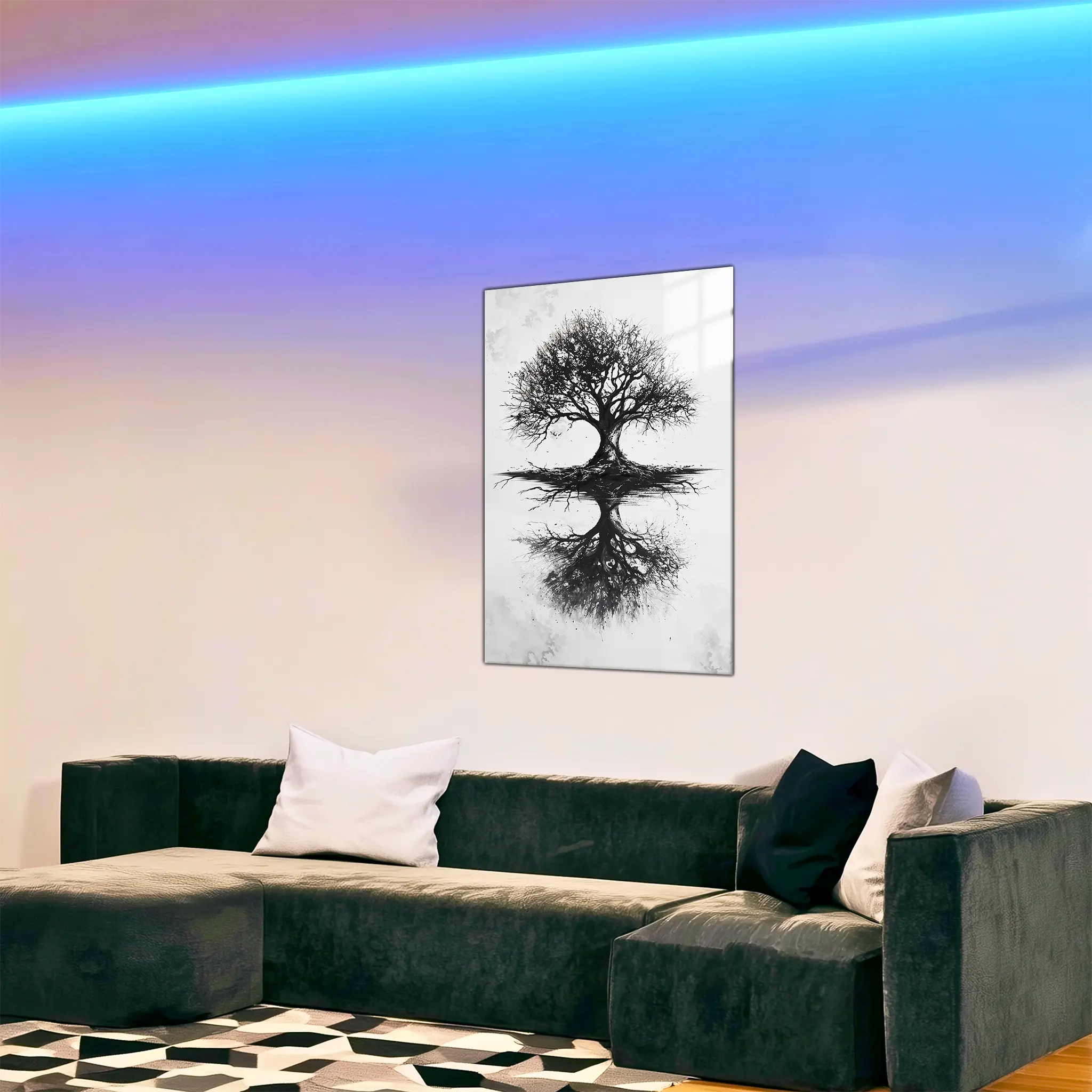 tableau-arbre-de-vie-au-fusain-dans-le-salon | DreamWay