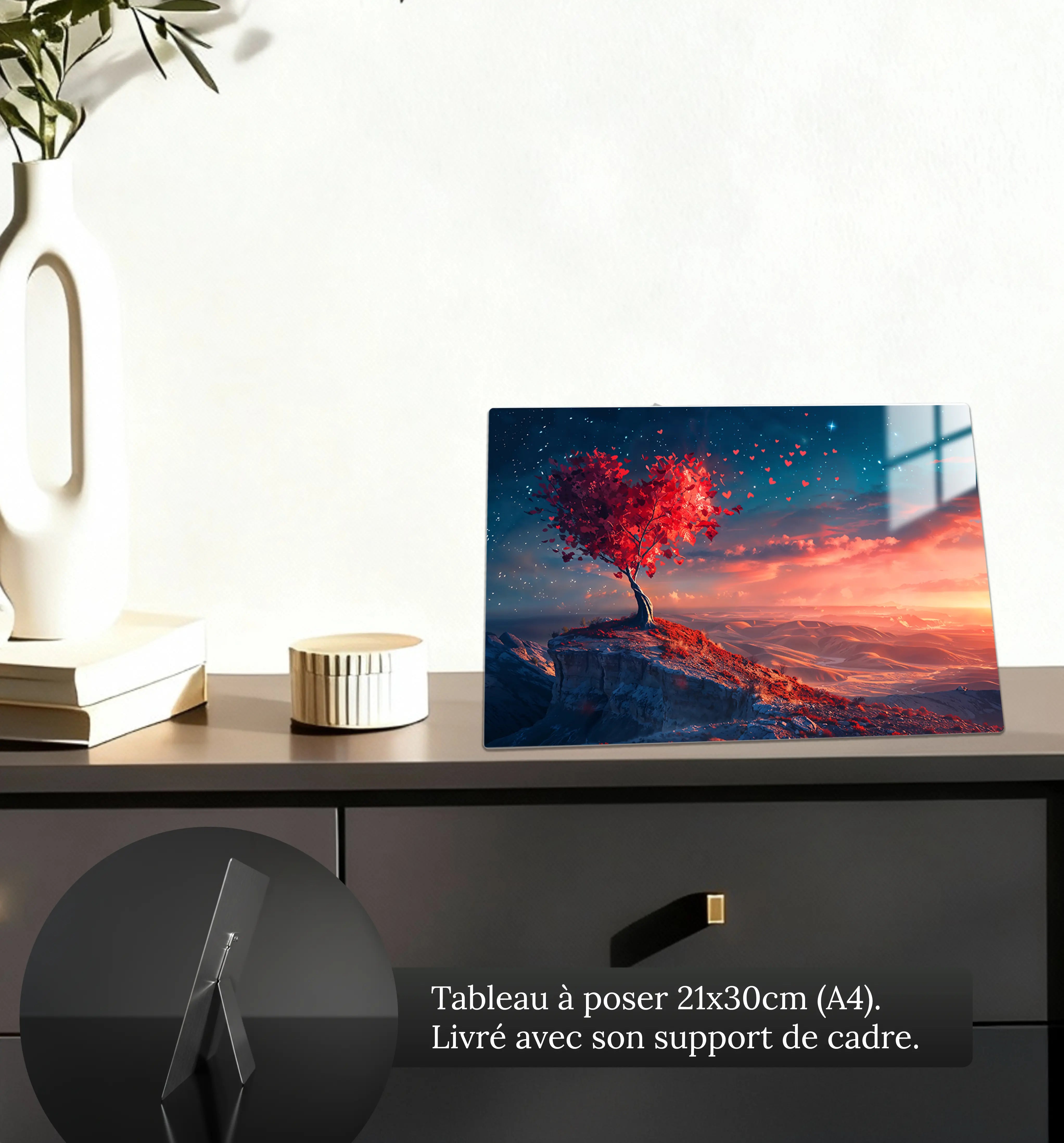 tableau-arbre-de-vie-avec-coeur-rouge-petit-format-a-poser-sur-meuble | DreamWay