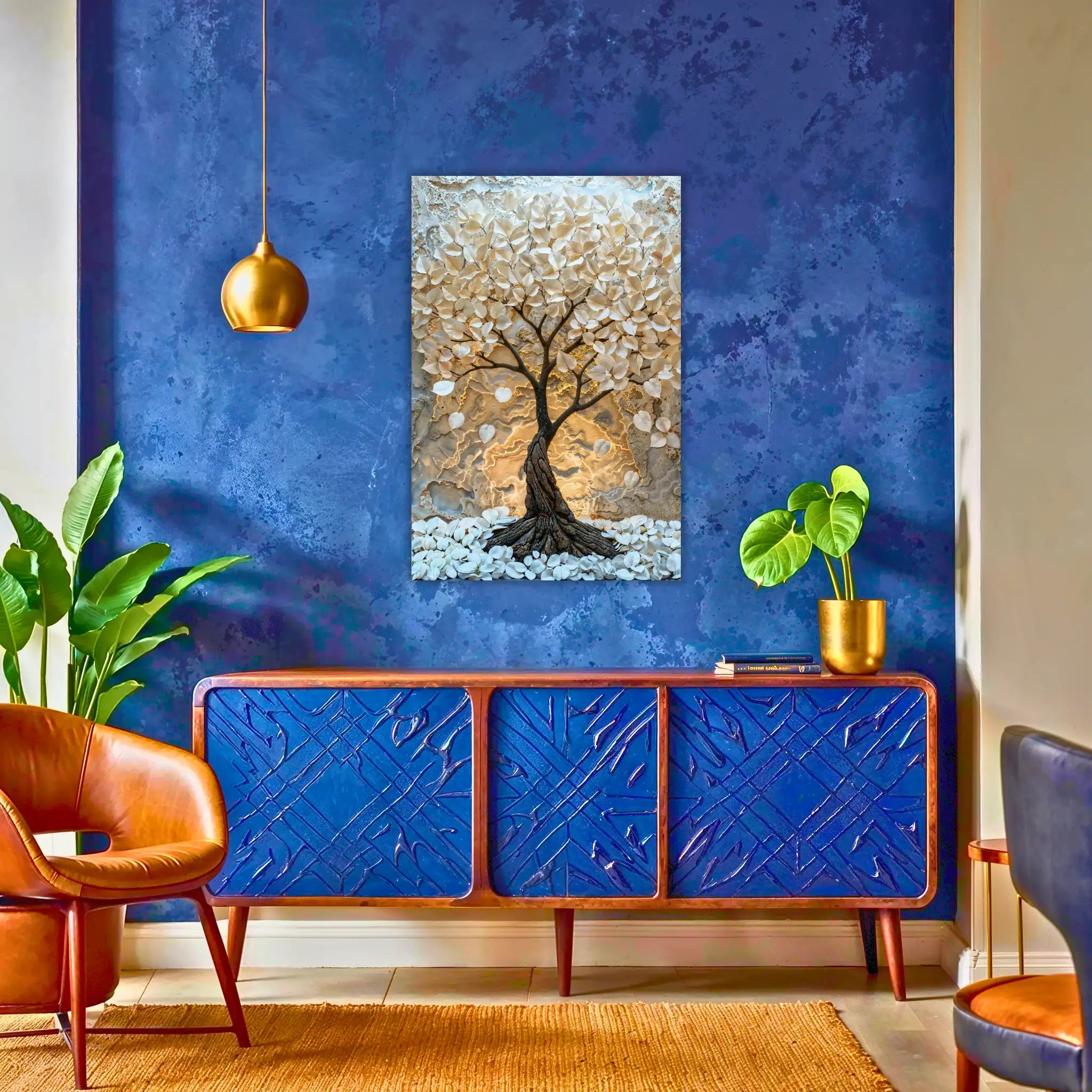 tableau-arbre-de-vie-blanc-au-dessus-du-buffet | DreamWay