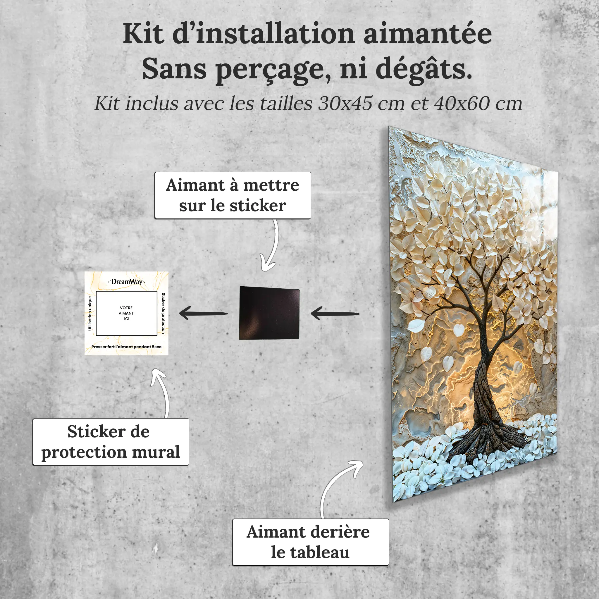 tableau-arbre-de-vie-blanc-avec-installation-aimantee | DreamWay