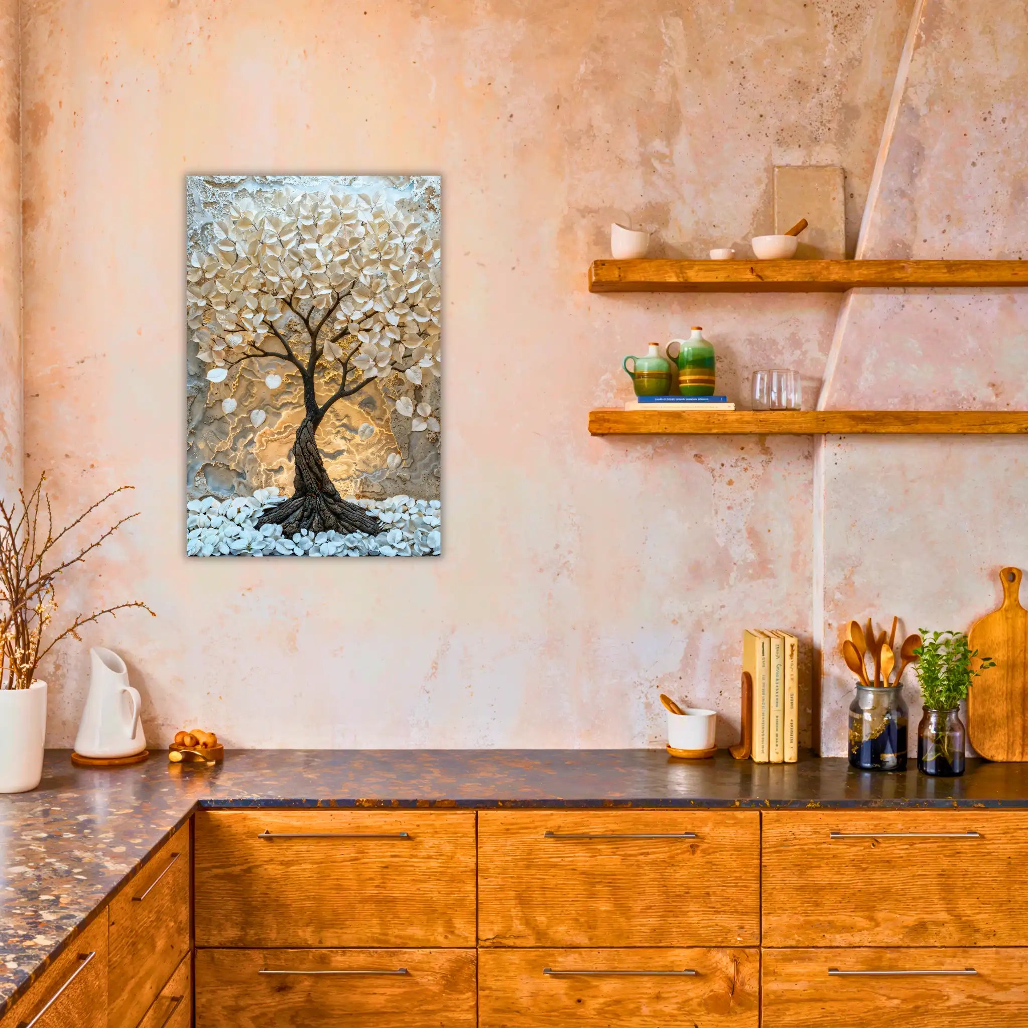 tableau-arbre-de-vie-blanc-dans-la-cuisine | DreamWay