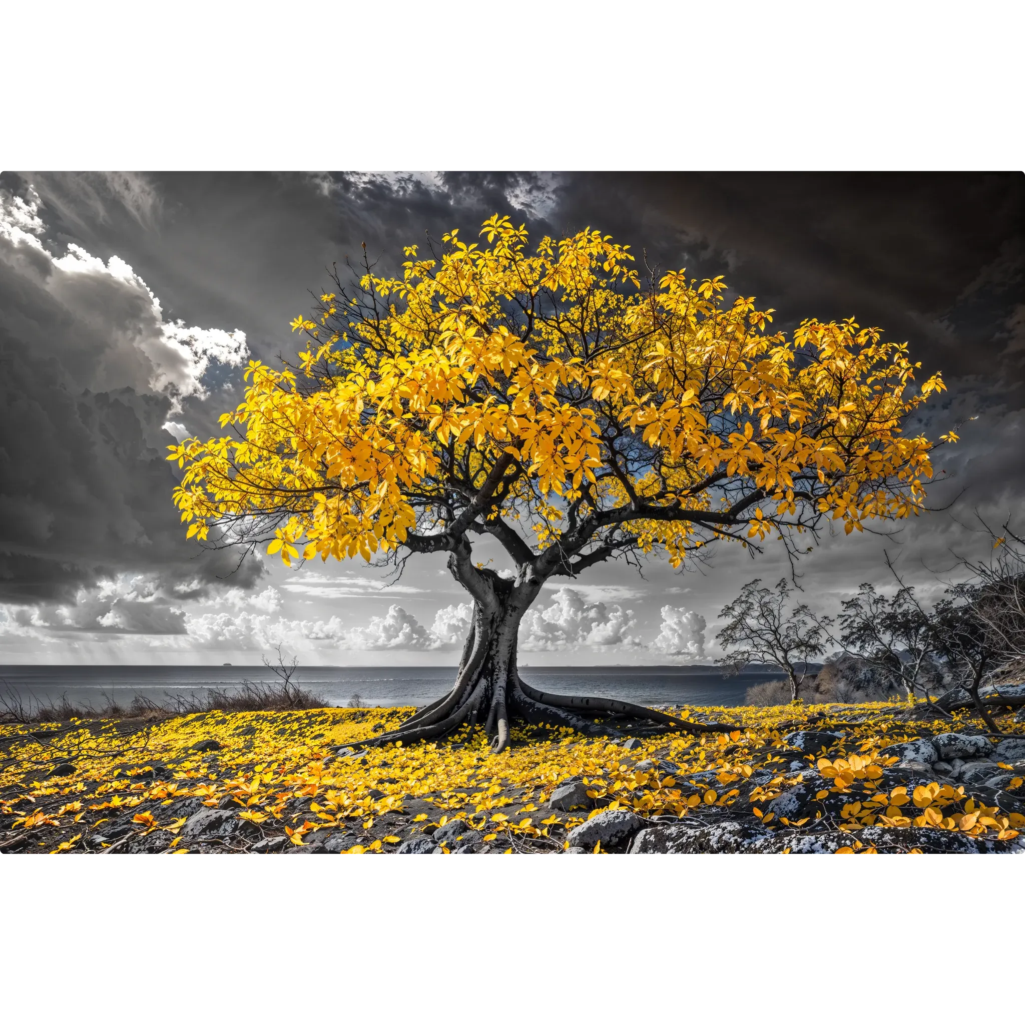 tableau-arbre-de-vie-blanc-jaune | DreamWay