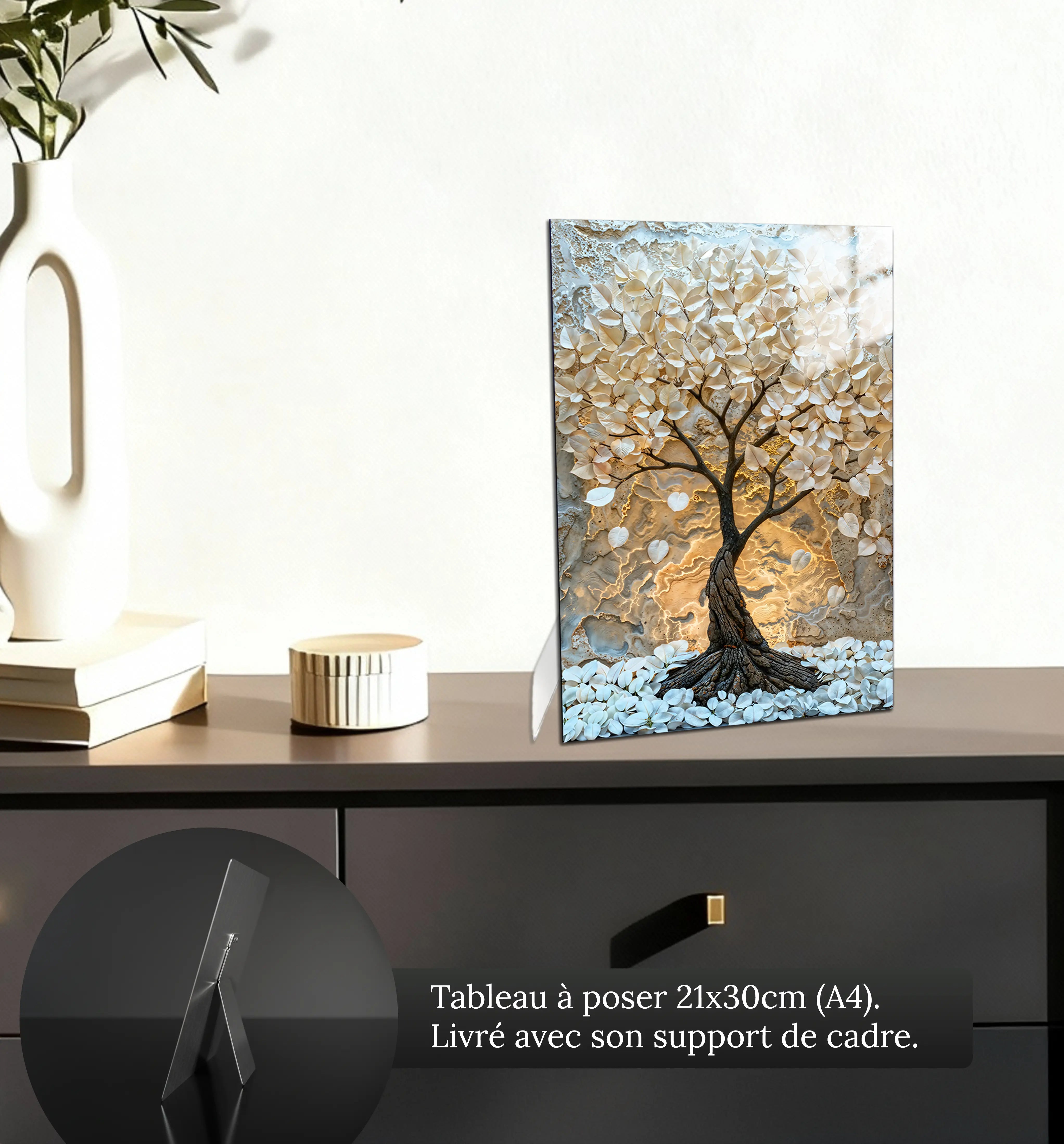 tableau-arbre-de-vie-blanc-petit-format-a-poser-sur-meuble | DreamWay