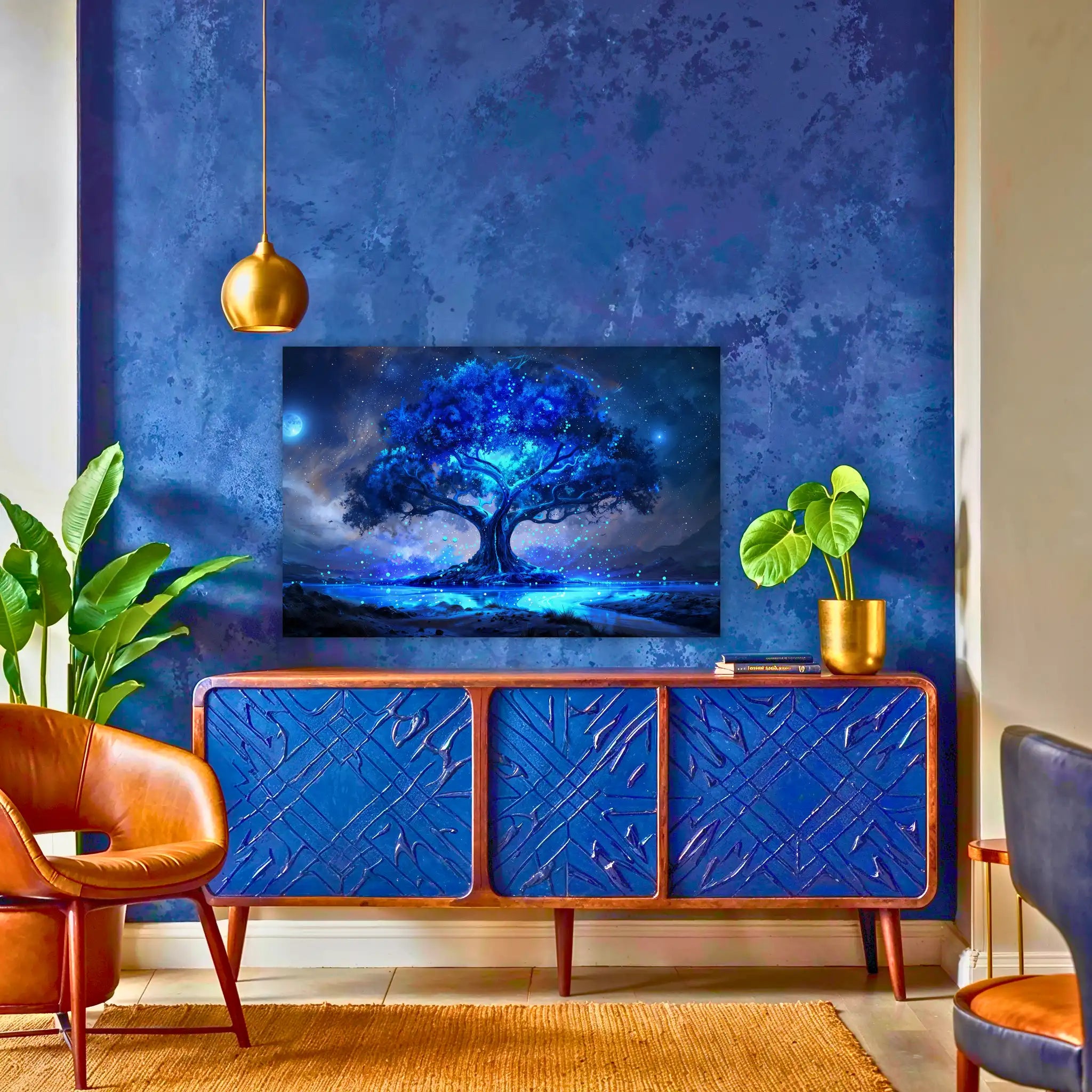 tableau-arbre-de-vie-bleu-au-dessus-du-buffet | DreamWay