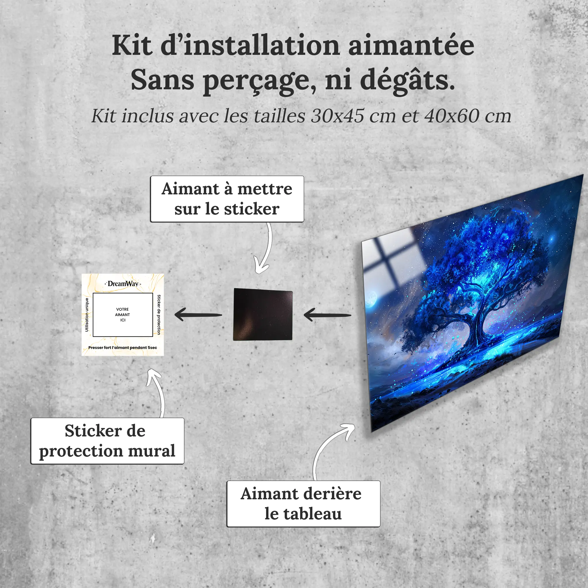 tableau-arbre-de-vie-bleu-avec-installation-aimantee | DreamWay