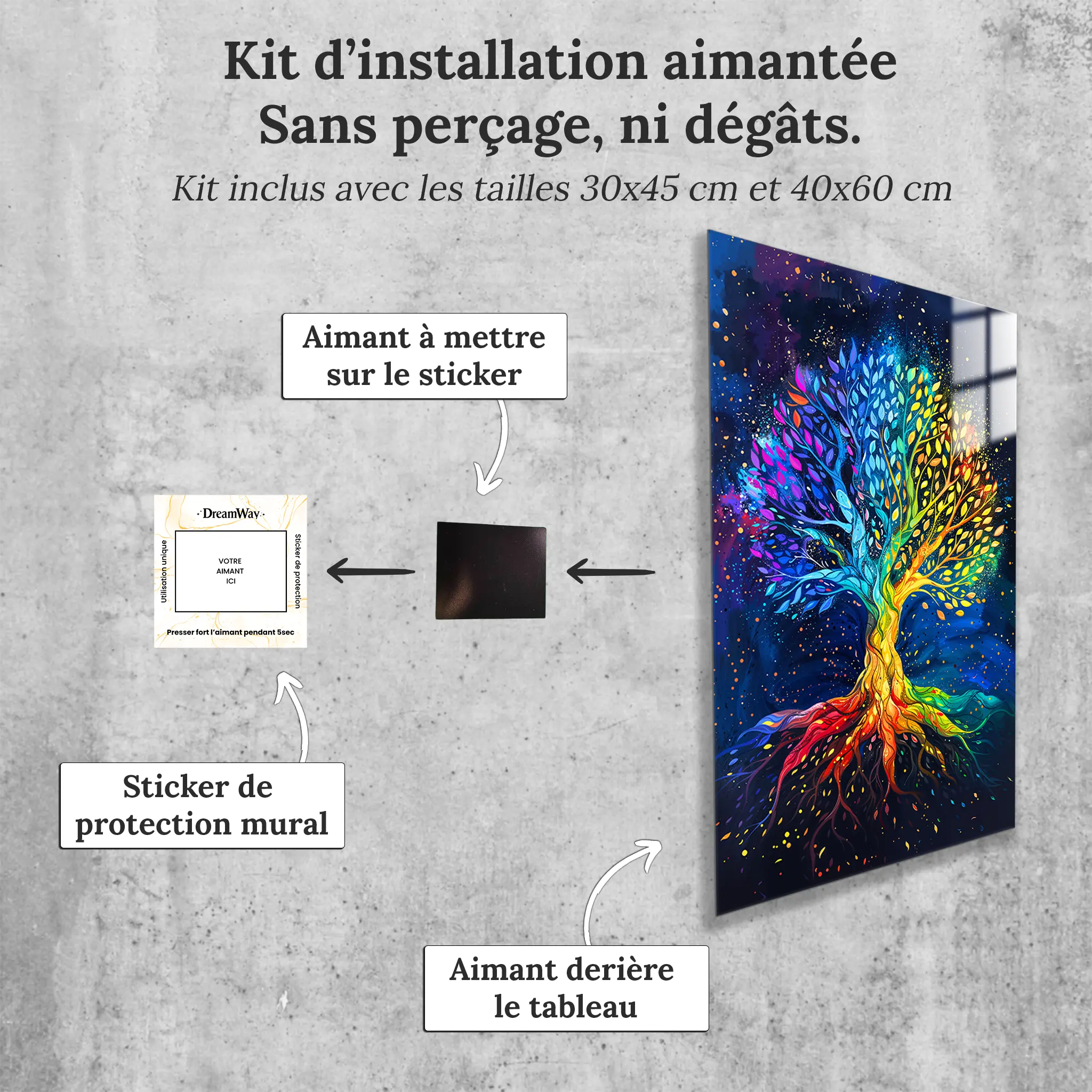 tableau-arbre-de-vie-colore-avec-installation-aimantee | DreamWay