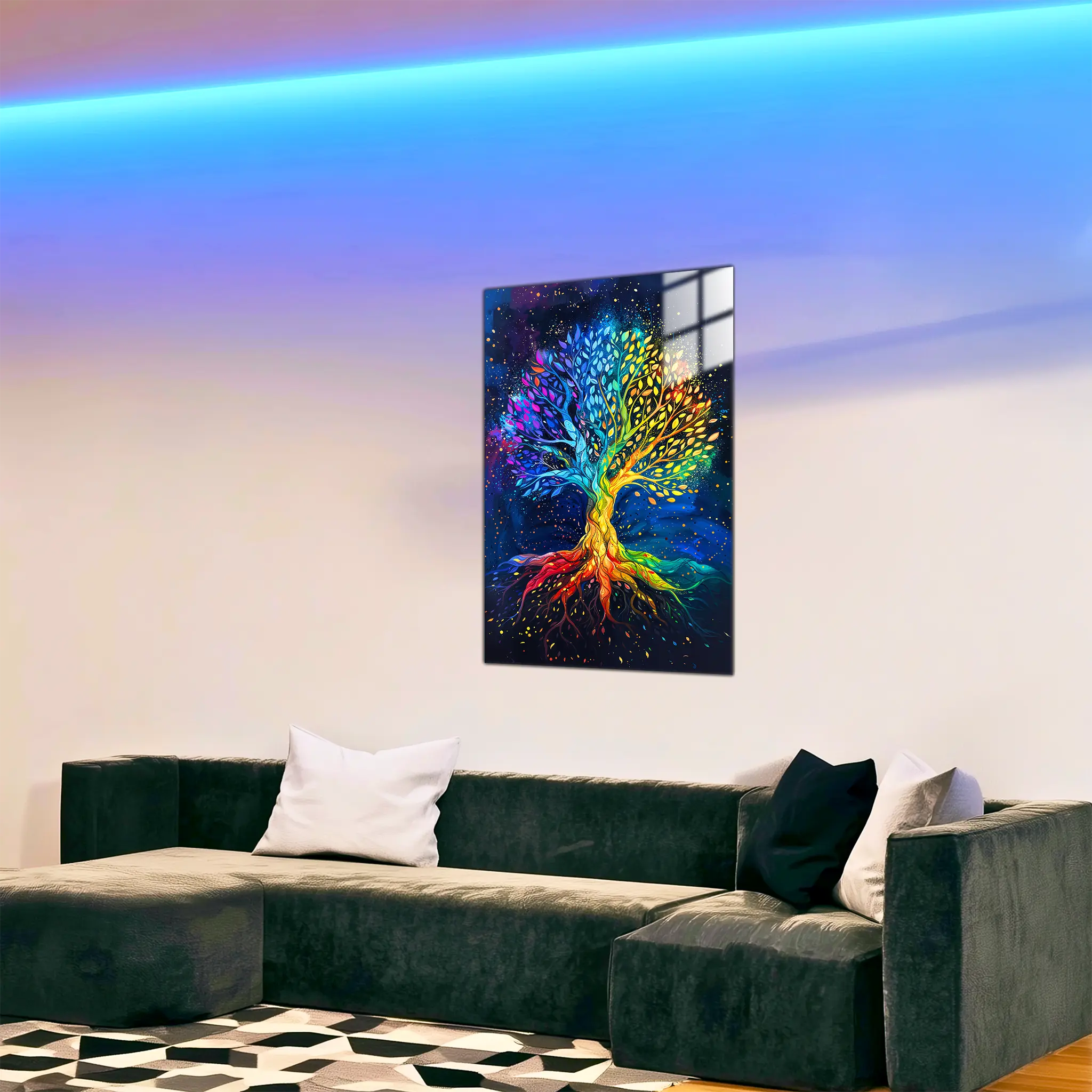 tableau-arbre-de-vie-colore-dans-le-salon | DreamWay