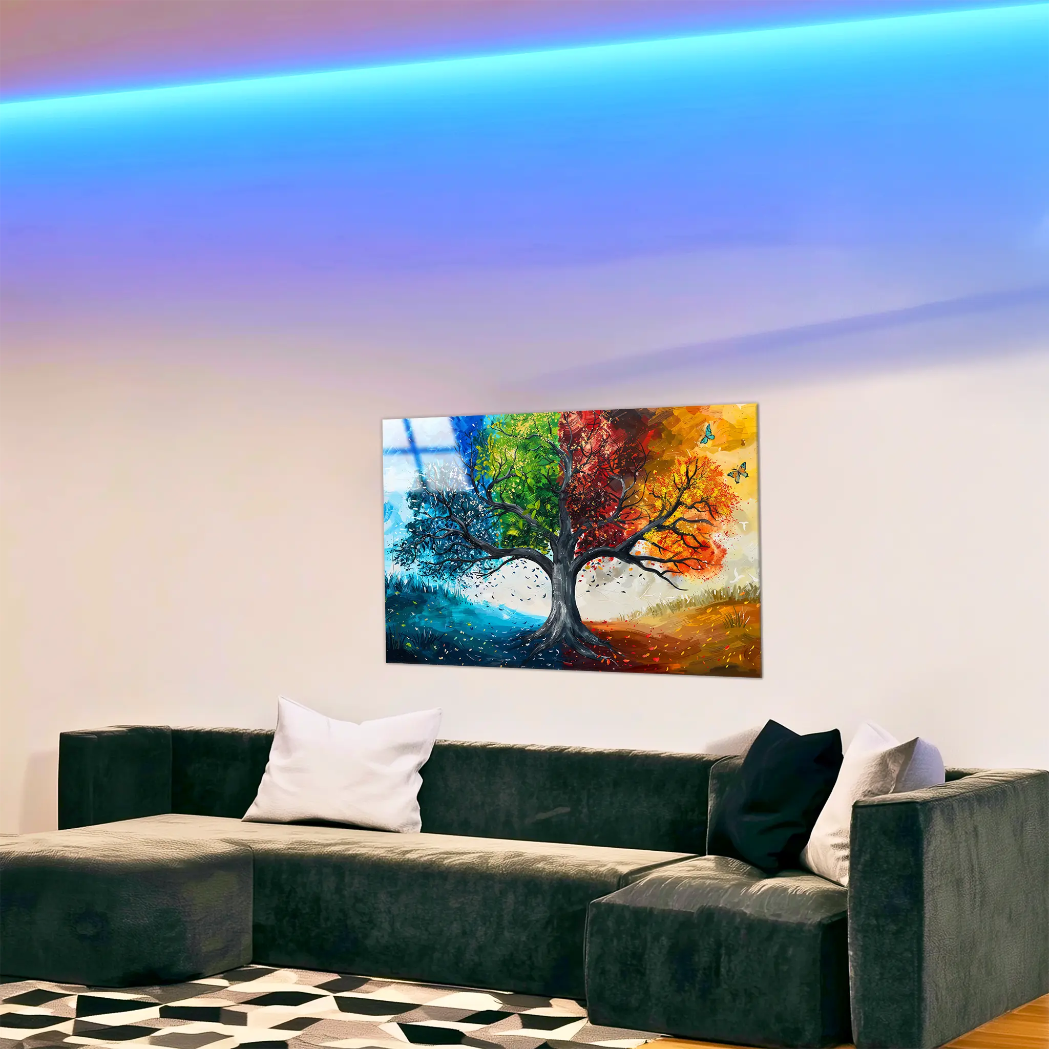 tableau-arbre-de-vie-des-quatres-saisons-dans-le-salon | DreamWay