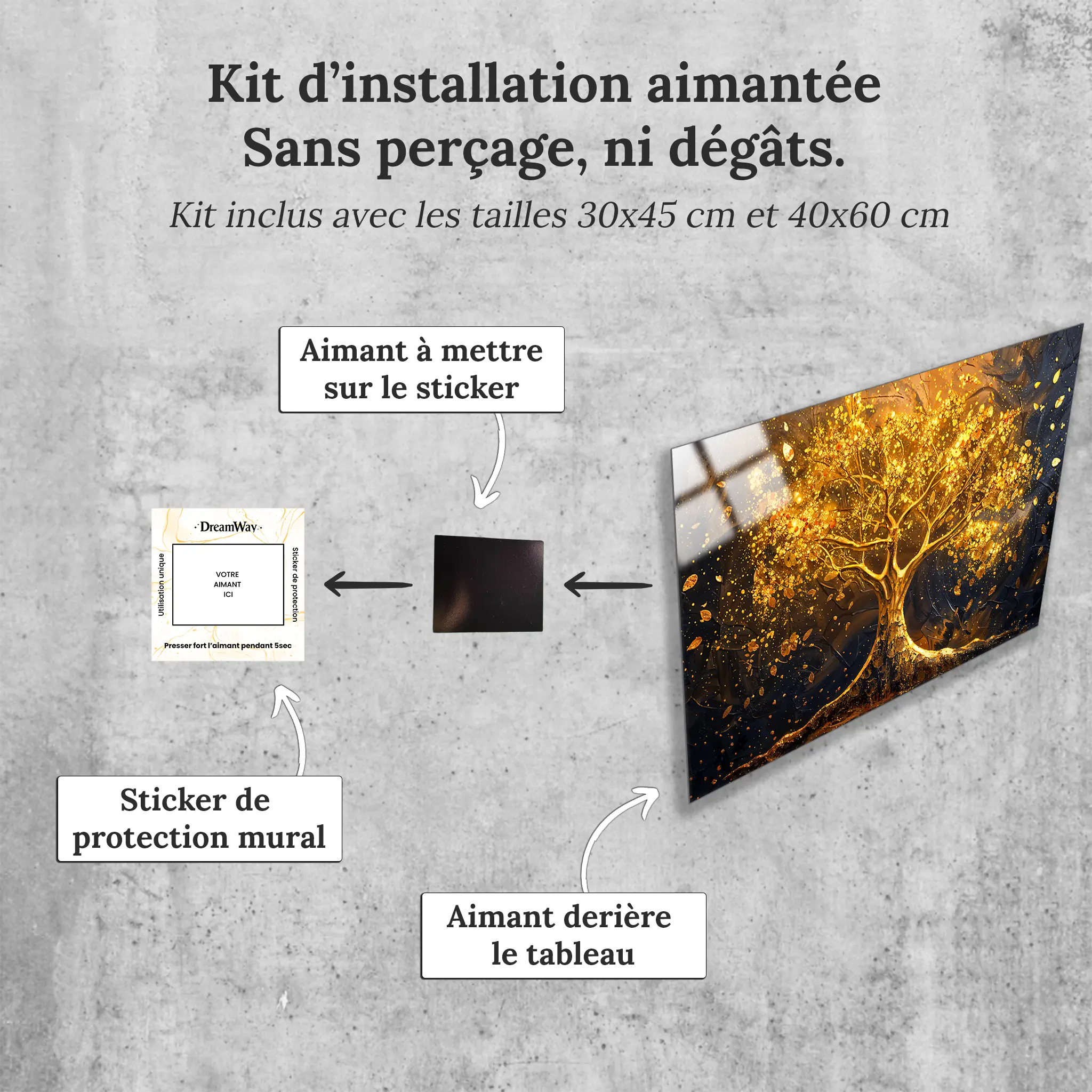 tableau-arbre-de-vie-dore-avec-installation-aimantee | DreamWay