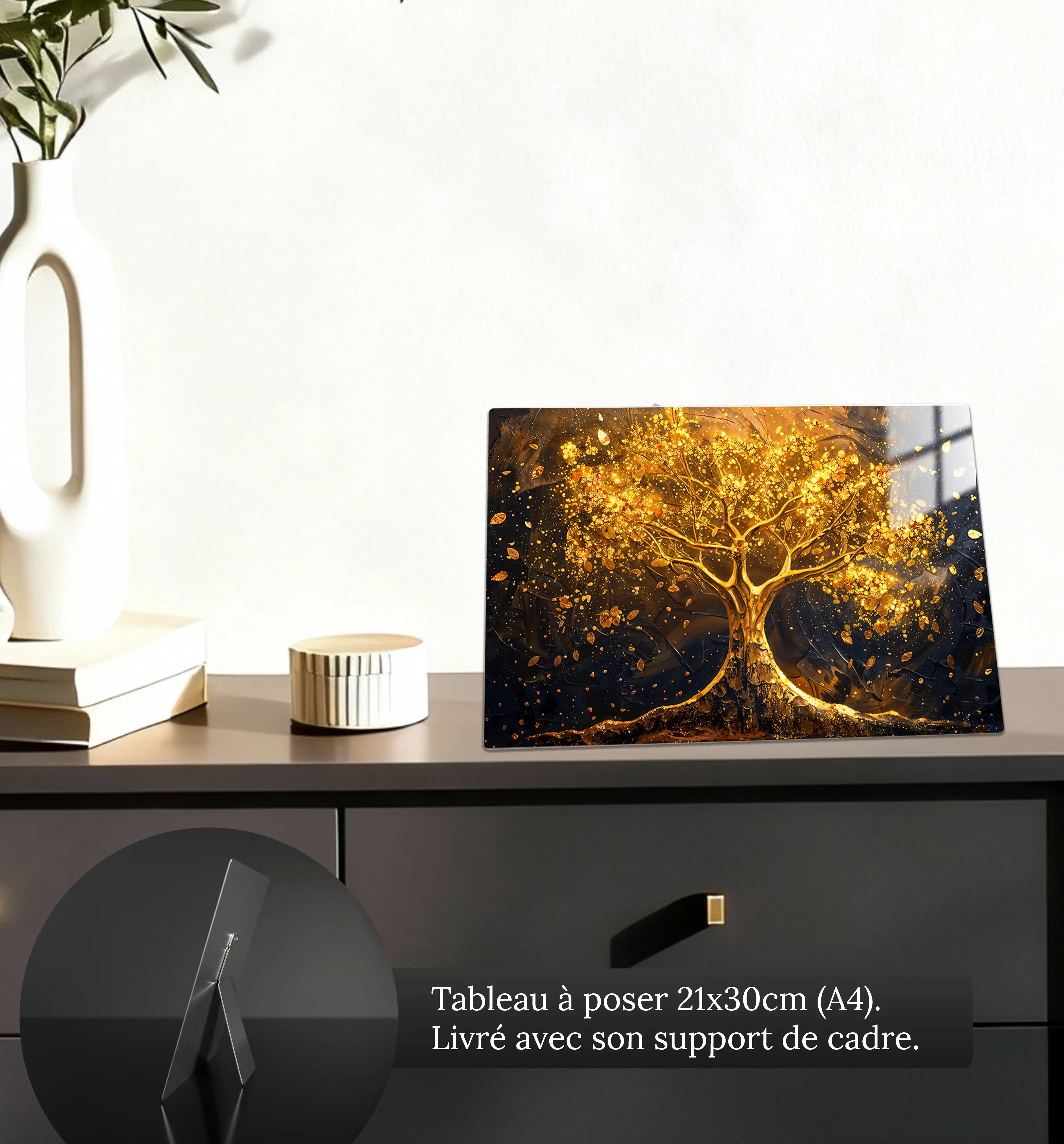 tableau-arbre-de-vie-dore-petit-format-a-poser-sur-meuble | DreamWay