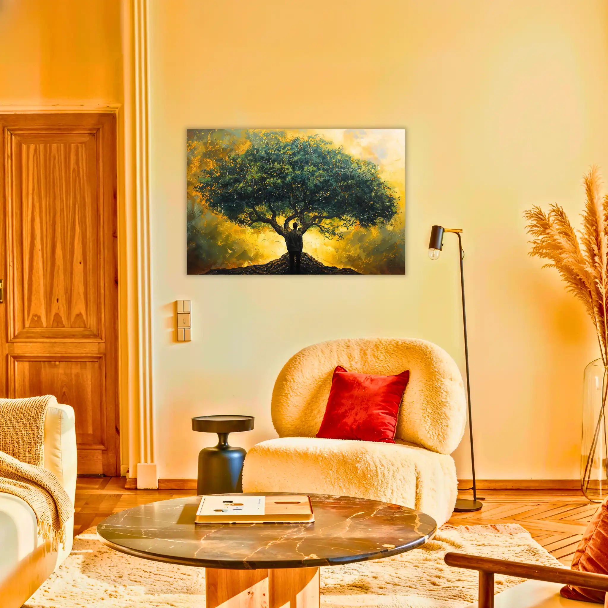 tableau-arbre-de-vie-et-homme-au-salon | DreamWay