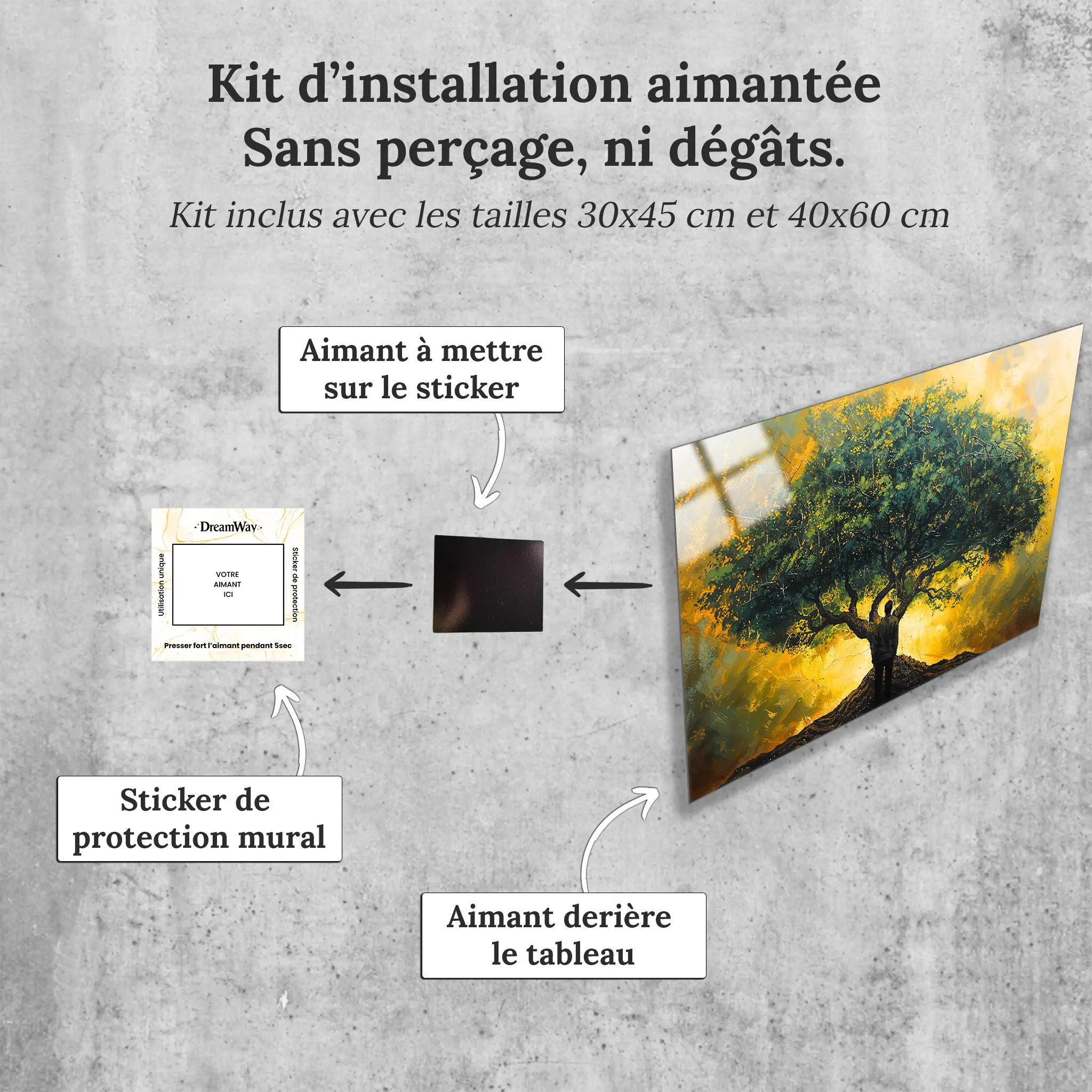 tableau-arbre-de-vie-et-homme-avec-installation-aimantee | DreamWay
