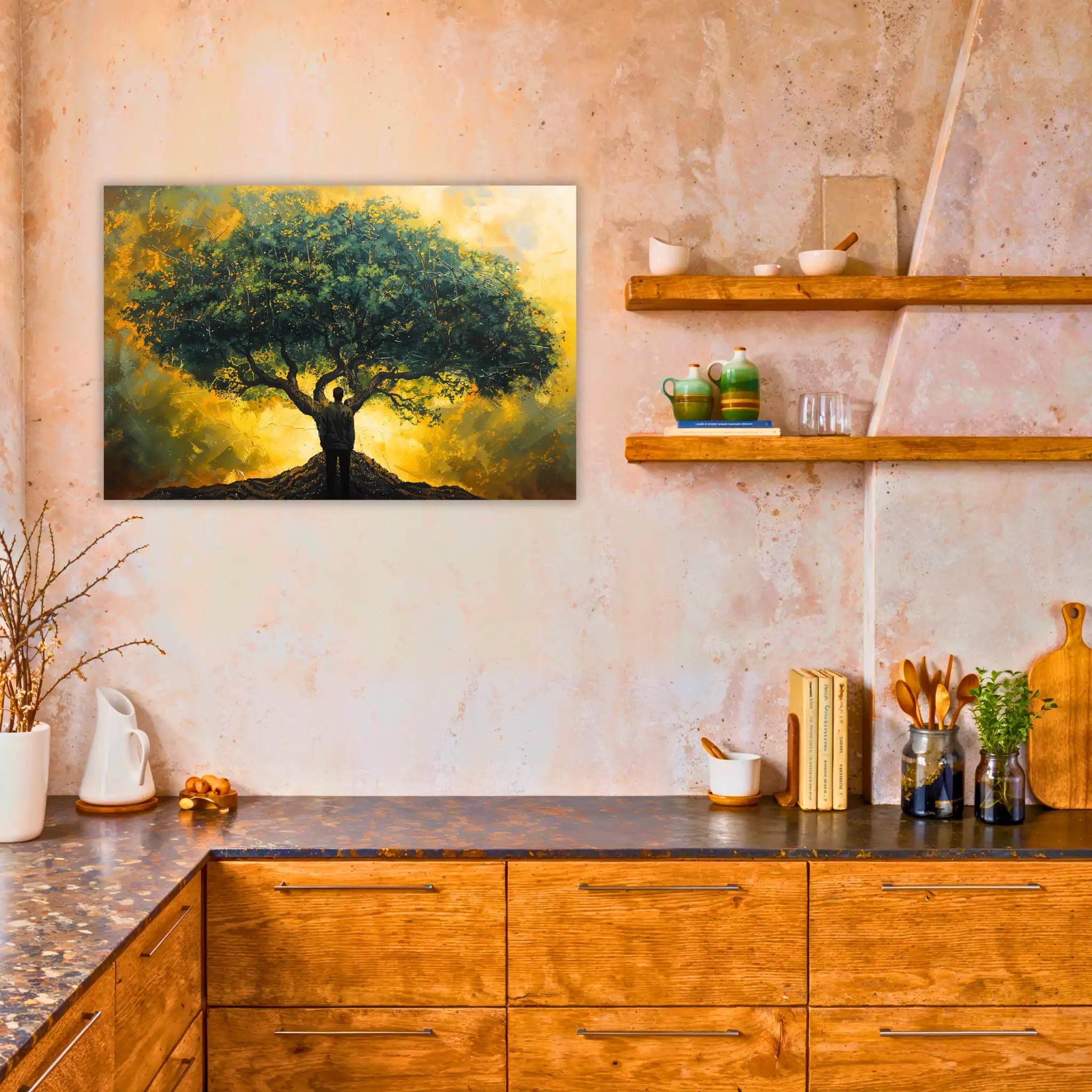 tableau-arbre-de-vie-et-homme-dans-la-cuisine | DreamWay