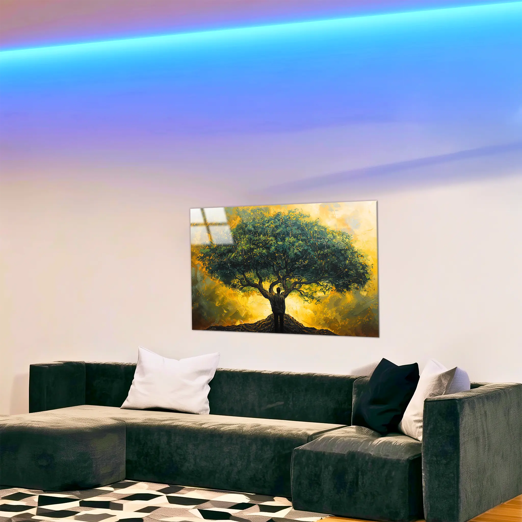tableau-arbre-de-vie-et-homme-dans-le-salon | DreamWay