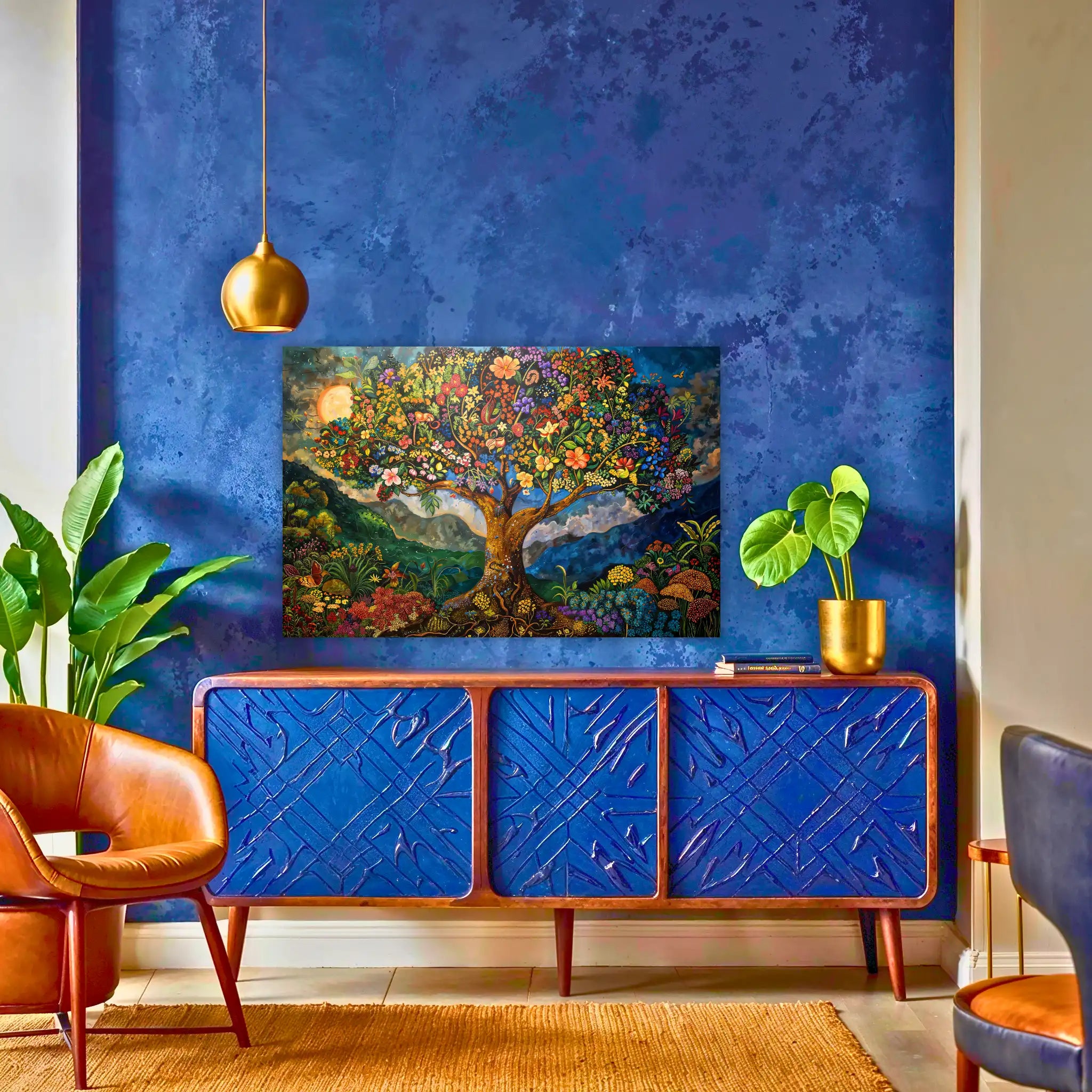 tableau-arbre-de-vie-haitien-au-dessus-du-buffet | DreamWay