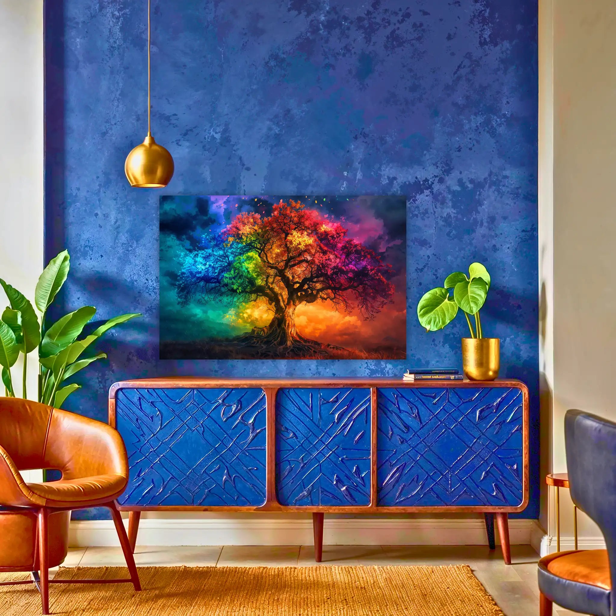 tableau-arbre-de-vie-multicolore-au-dessus-du-buffet | DreamWay