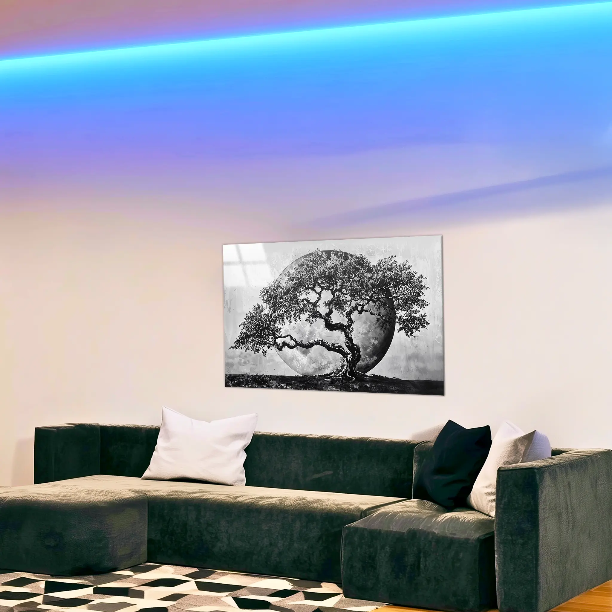 tableau-arbre-de-vie-noir-et-blanc-dans-le-salon | DreamWay