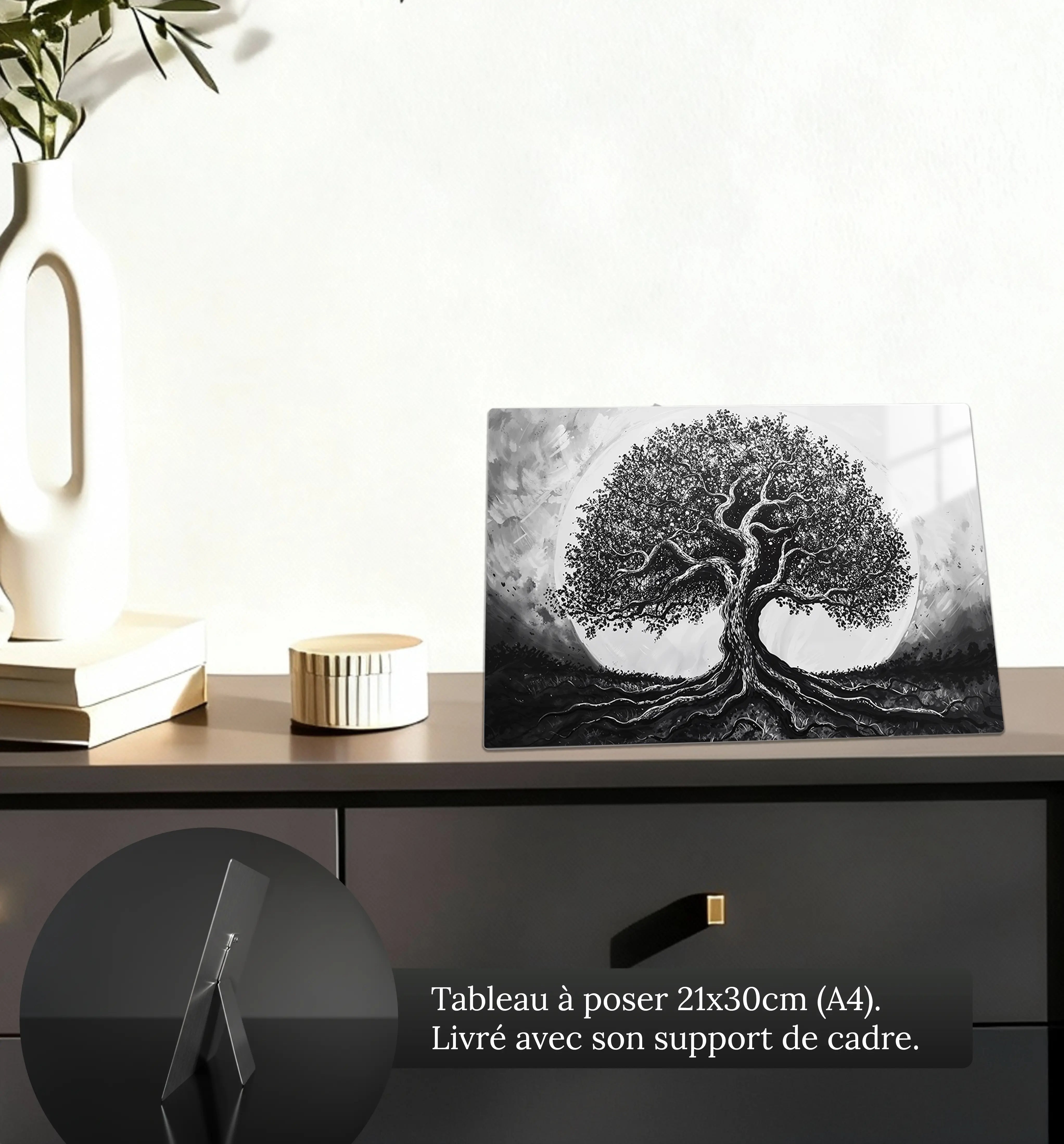 tableau-arbre-de-vie-noir-petit-format-a-poser-sur-meuble | DreamWay