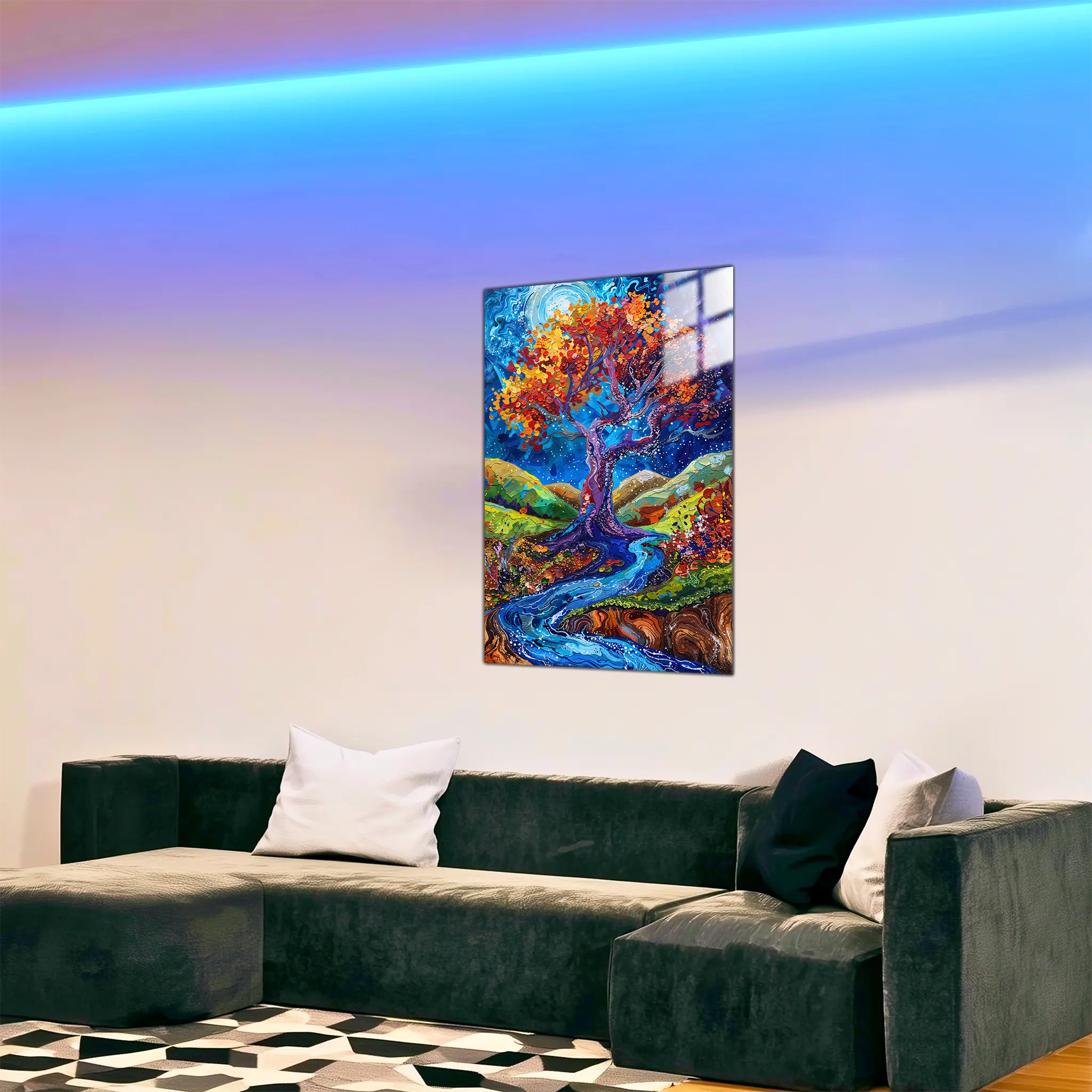 tableau-arbre-de-vie-peinture-acrylique-dans-le-salon | DreamWay