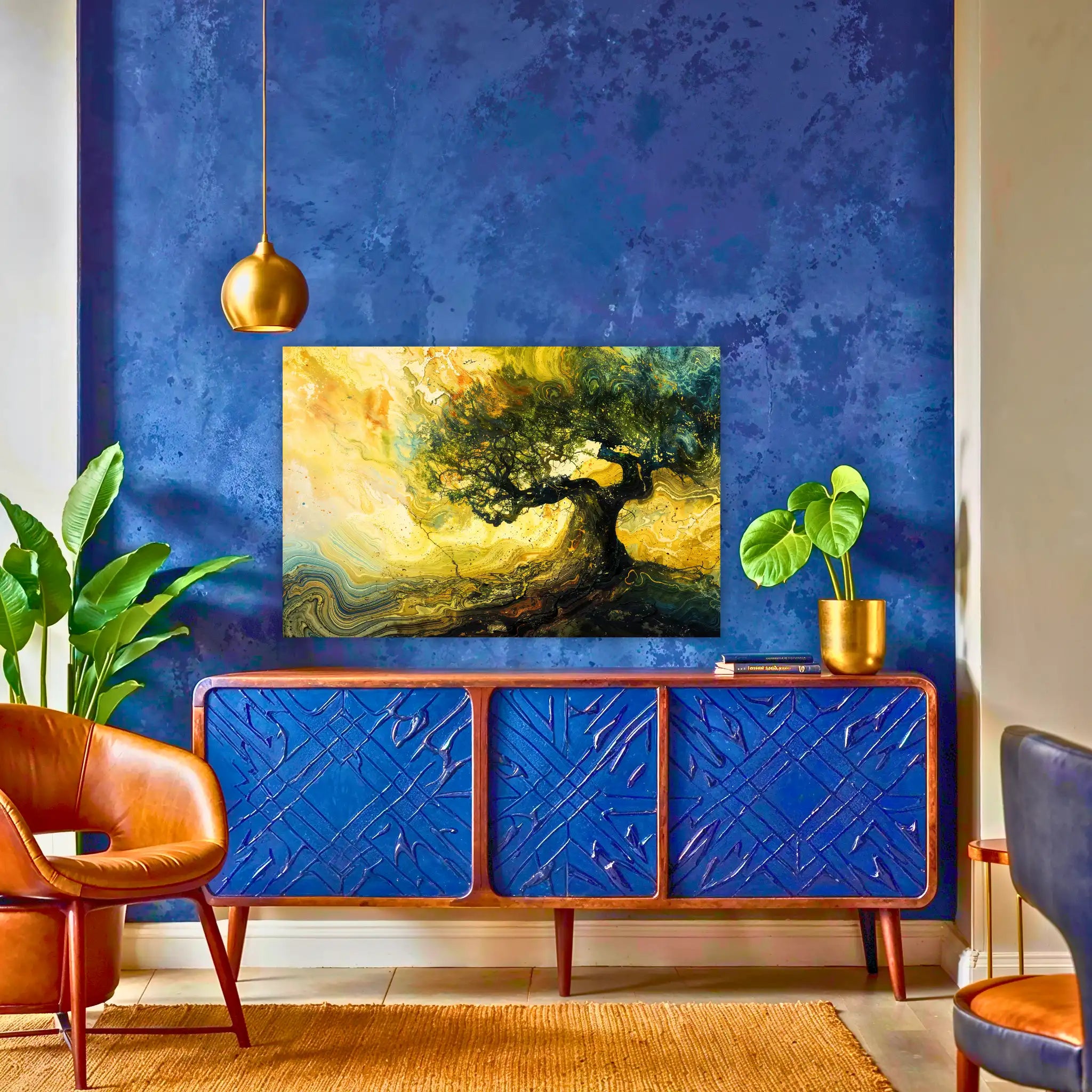tableau-arbre-de-vie-peinture-au-dessus-du-buffet | DreamWay