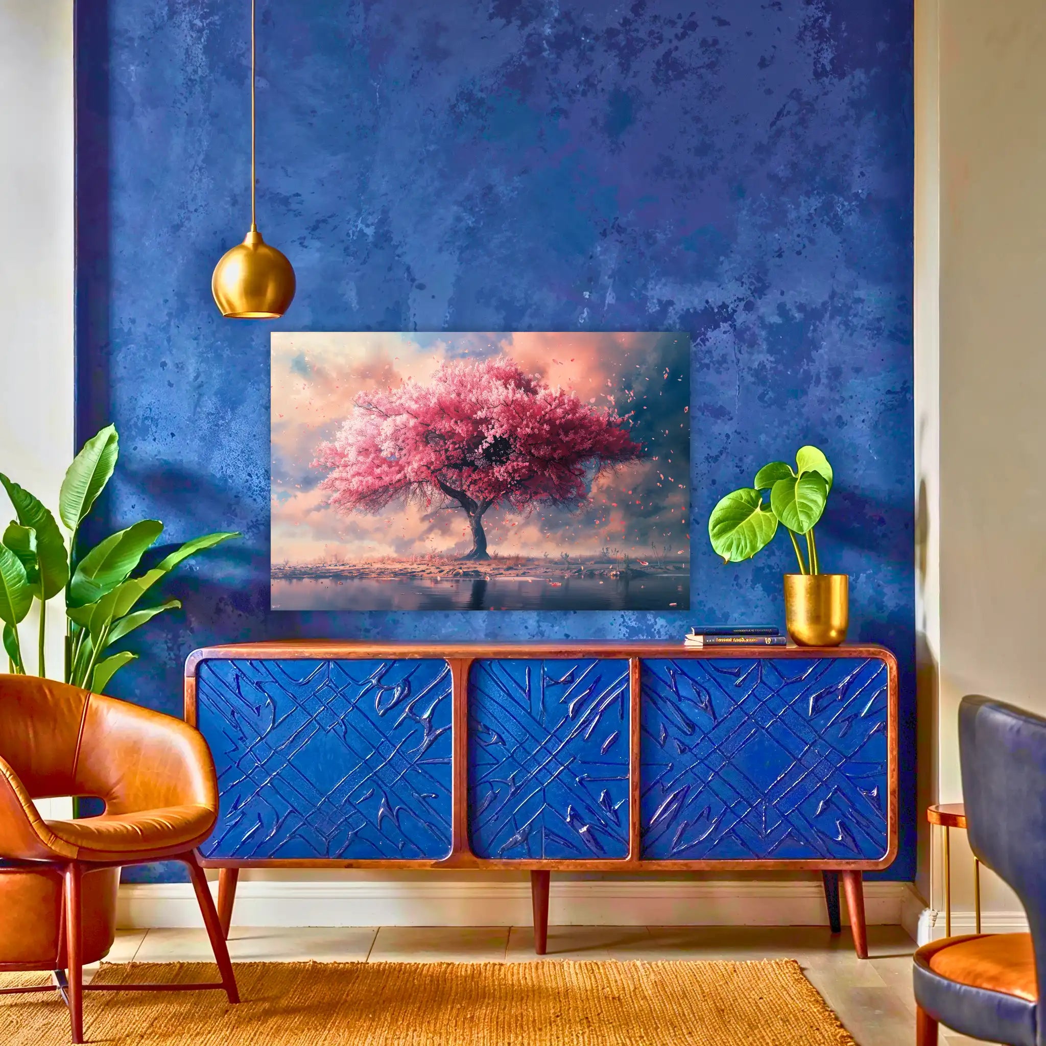 tableau-arbre-de-vie-rose-au-dessus-du-buffet | DreamWay