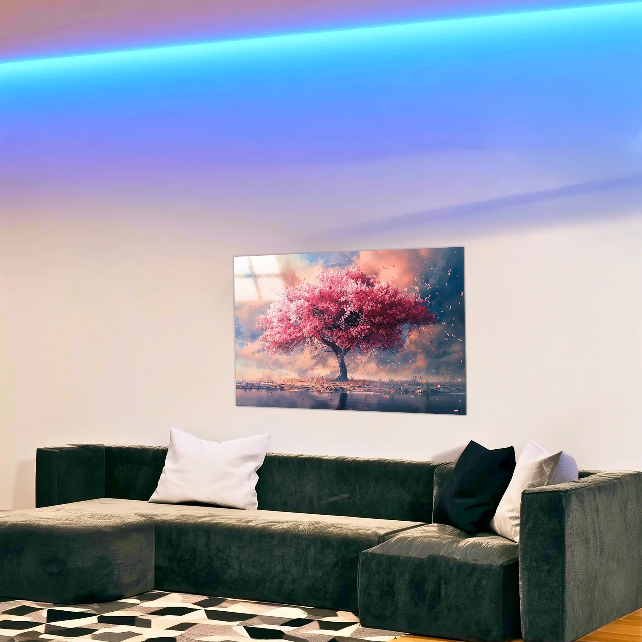 tableau-arbre-de-vie-rose-dans-le-salon | DreamWay