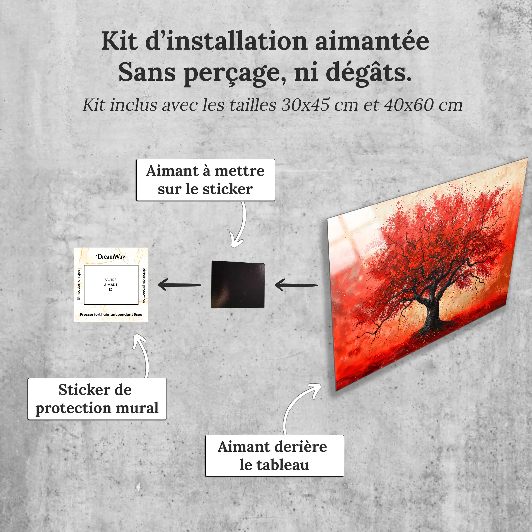 tableau-arbre-de-vie-rouge-avec-installation-aimantee | DreamWay