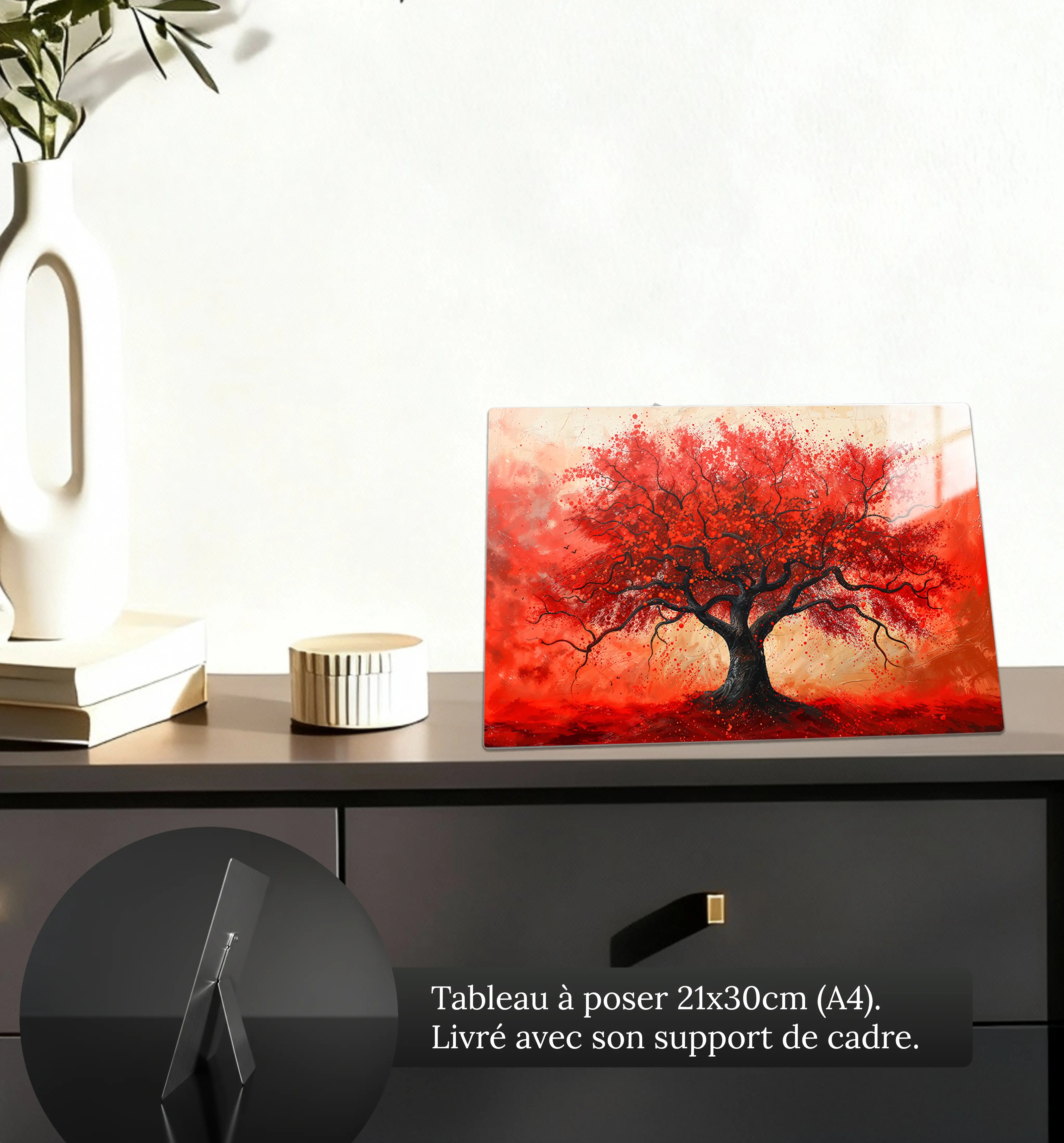 tableau-arbre-de-vie-rouge-petit-format-a-poser-sur-meuble | DreamWay
