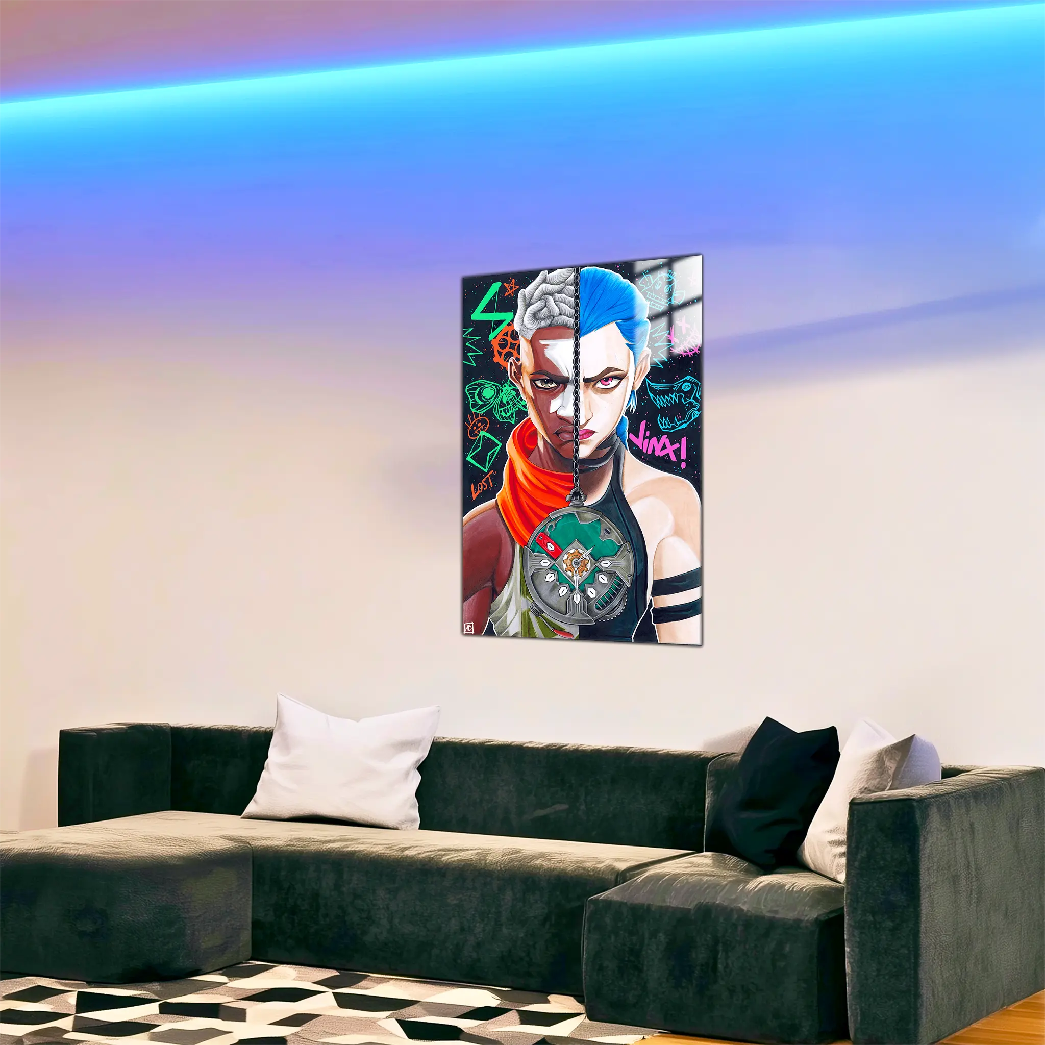 tableau-arcane-jinx-et-ekko-dans-le-salon | DreamWay