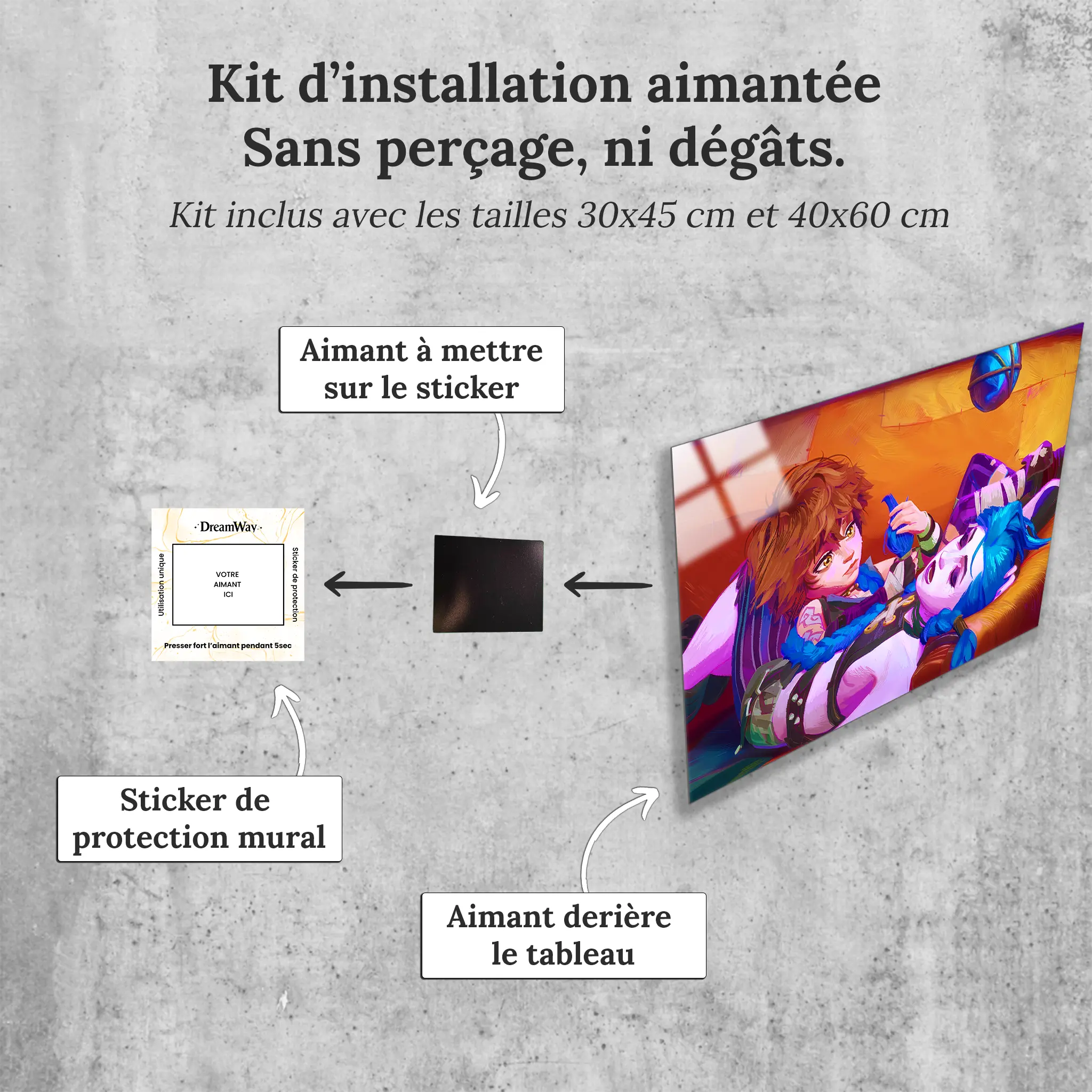 tableau-arcane-jinx-et-isha-avec-installation-aimantee | DreamWay