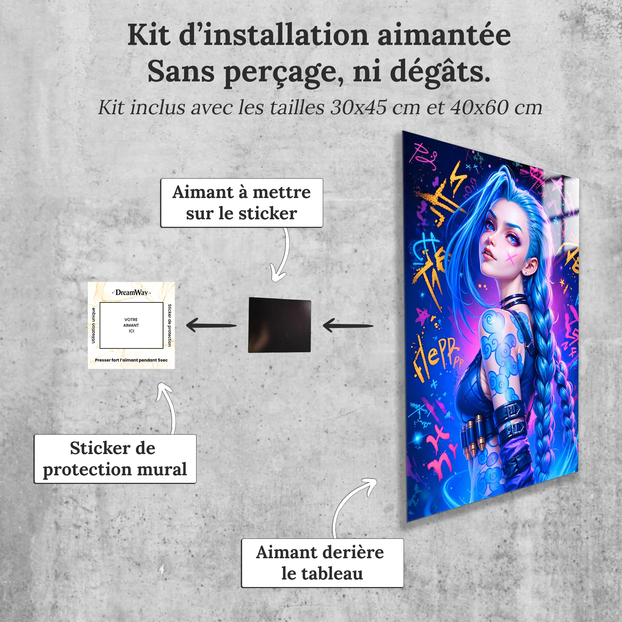 tableau-arcane-jinx-graffiti-avec-installation-aimantee | DreamWay