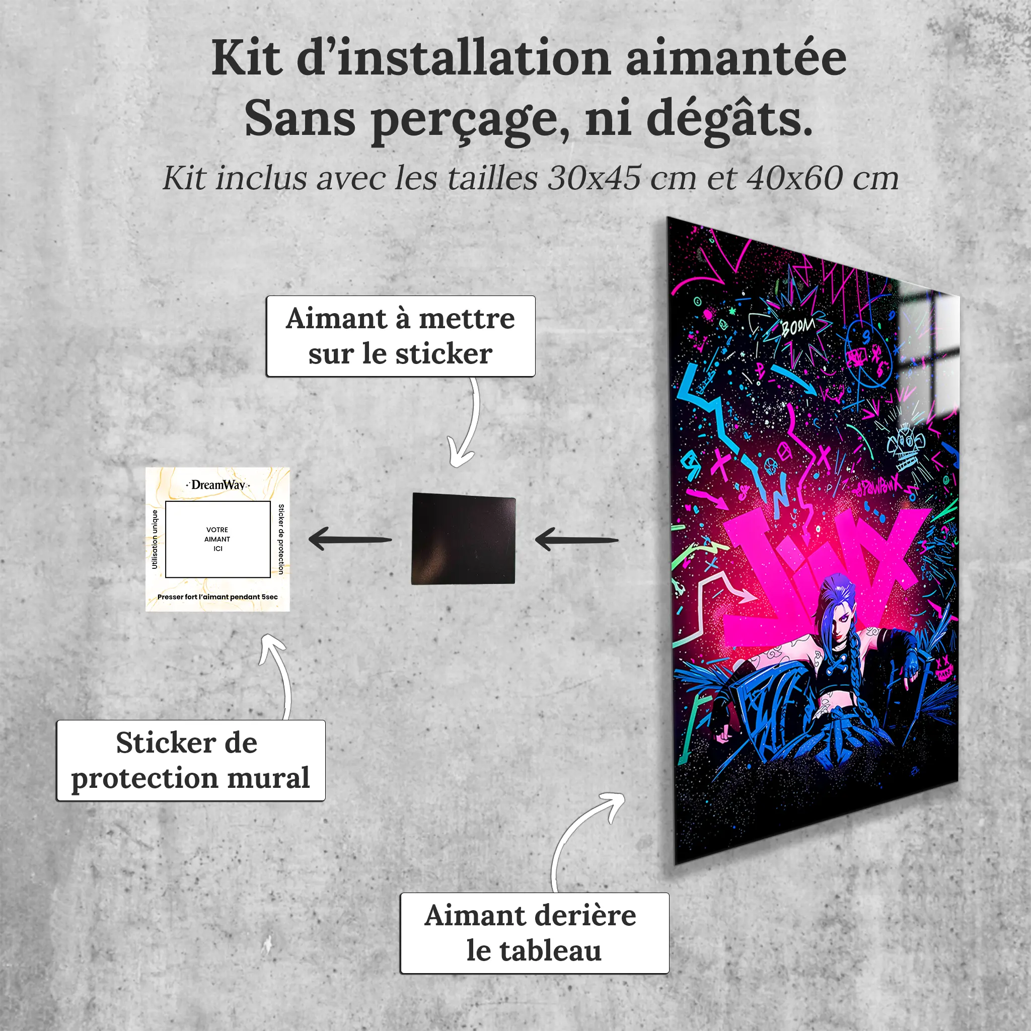 tableau-arcane-jinx-neon-avec-installation-aimantee | DreamWay