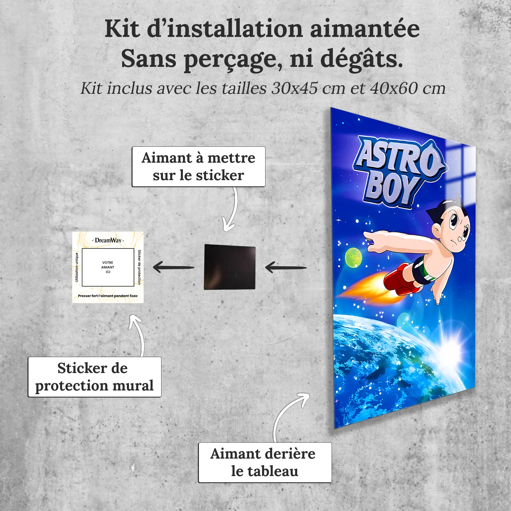 tableau-astro-boy-dans-l-espace-avec-installation-aimantee | DreamWay