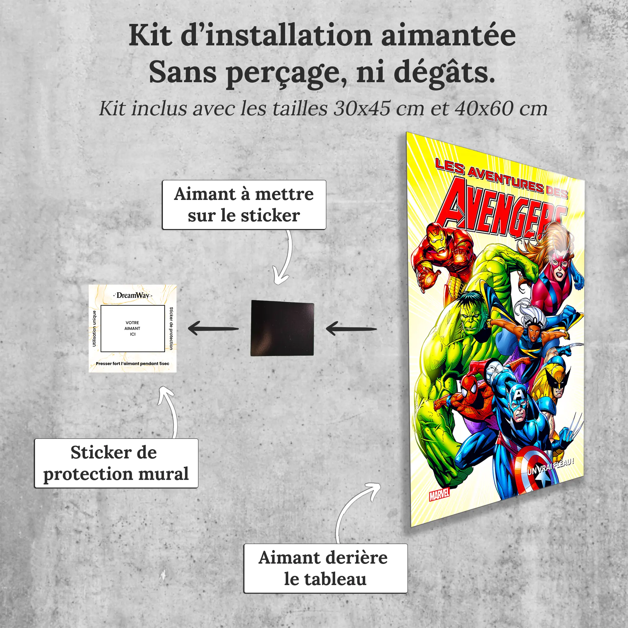 tableau-avengers-affiche-comics-avec-installation-aimantee | DreamWay
