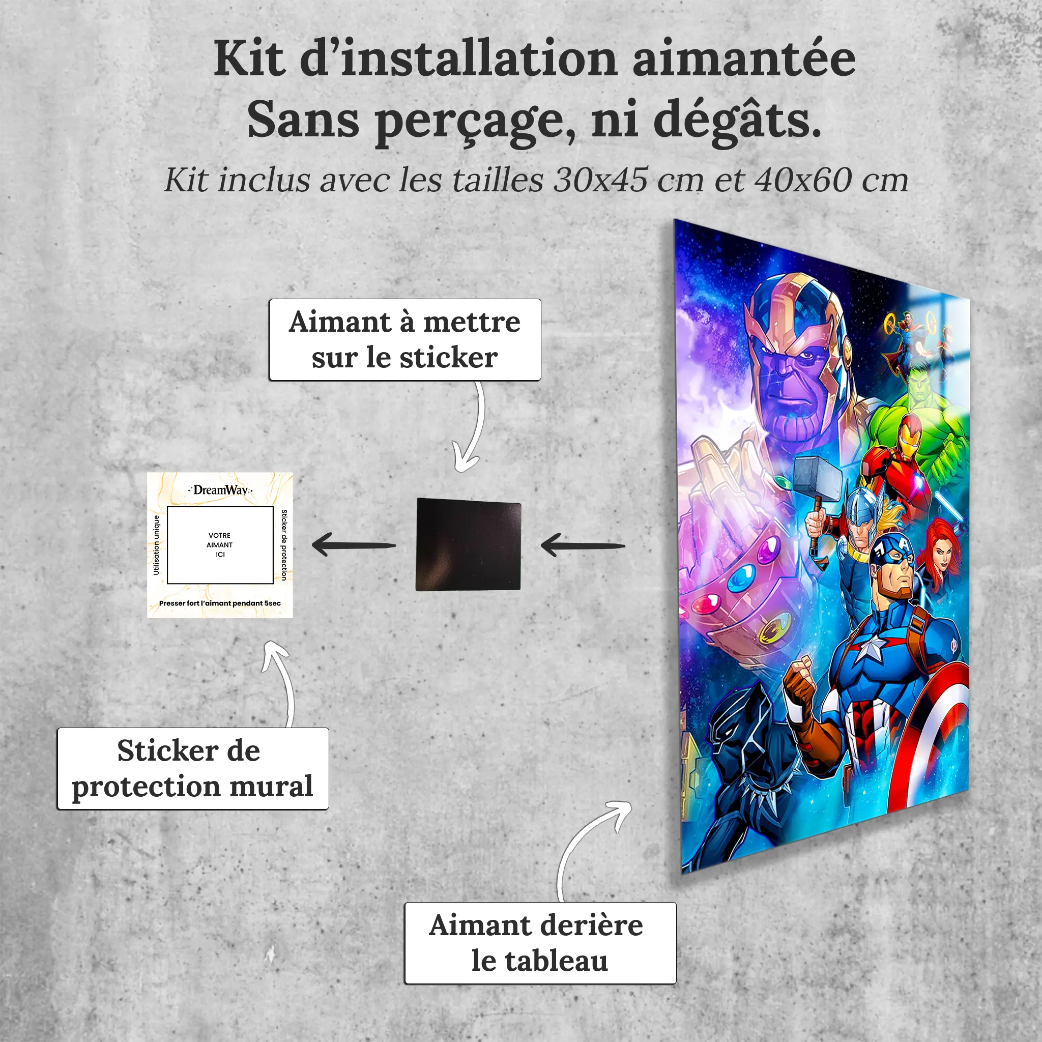 tableau-avengers-heros-avec-installation-aimantee | DreamWay